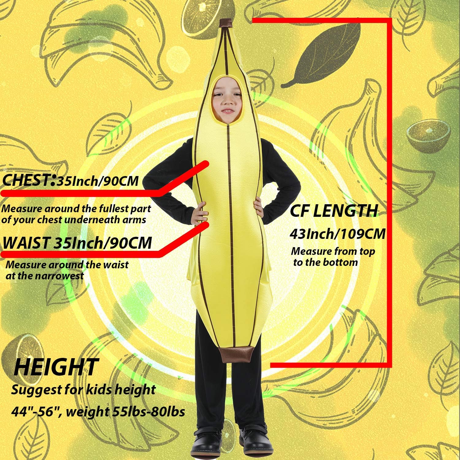 Wizland Child Banana Role Play Costume, Fancy Dress Kid Banana Costume for Halloween and Dress Up Party - Image 7