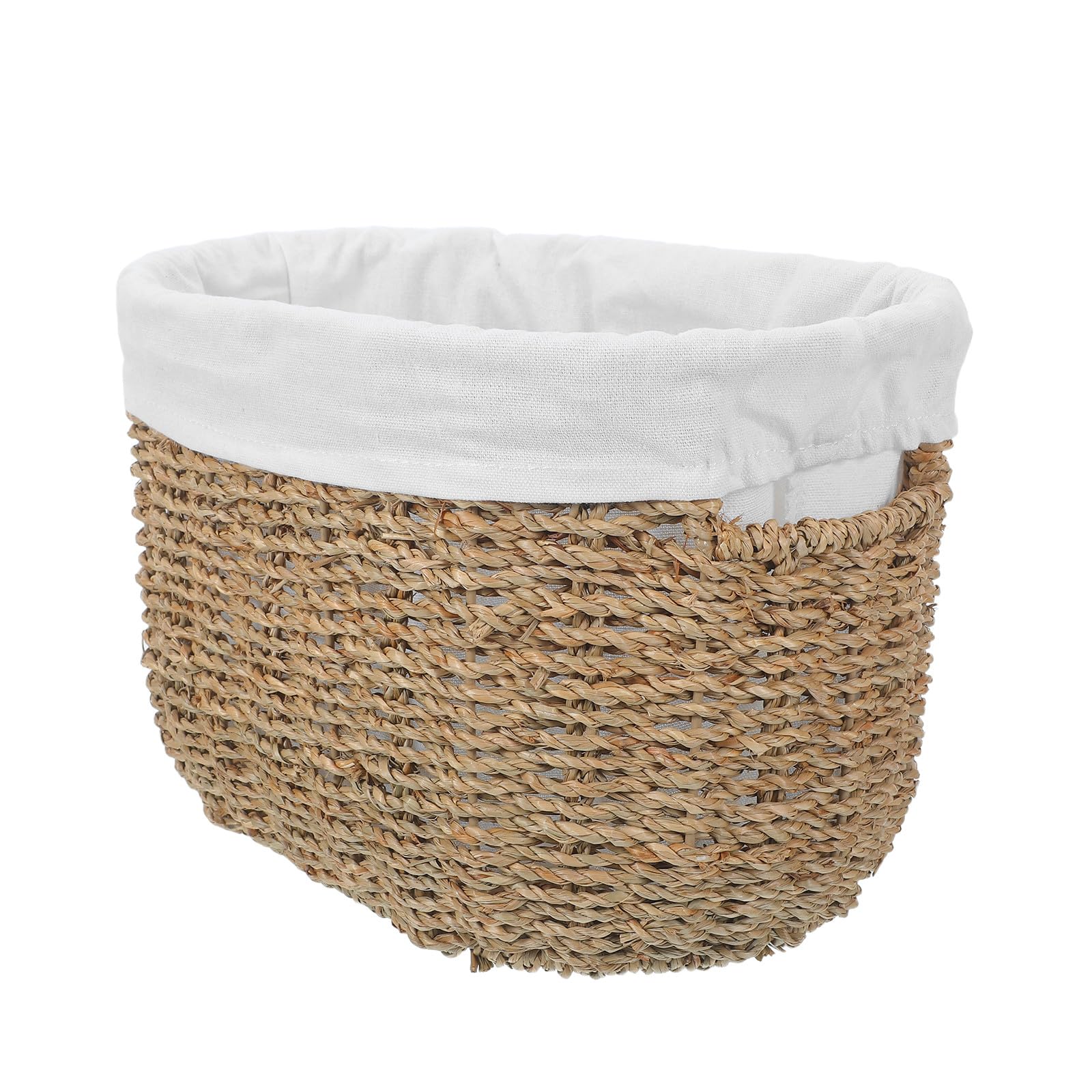 Cubo de Basura Grande Beige de Hierba con Diseño Portátil y Fácil de Mover para Oficina y Baño Estilo Rústico Decorativo