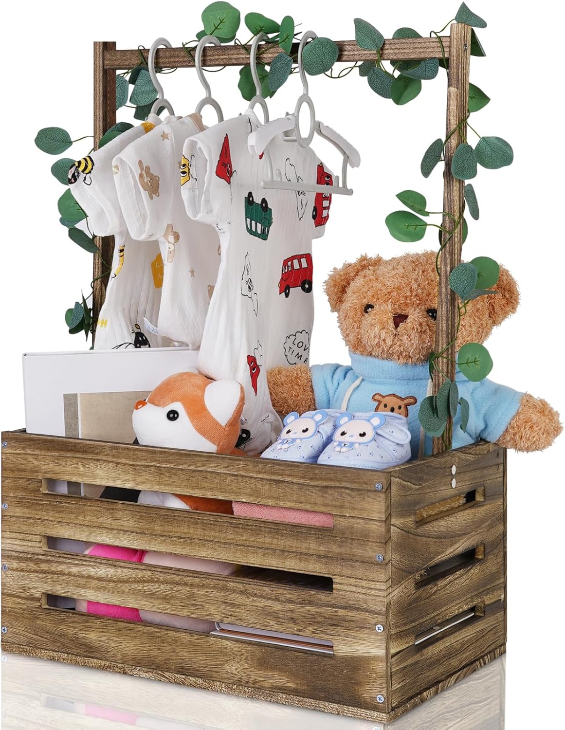 Armario de madera para baby shower, cesta de bebé con asa, cesta de regalo personalizada para bebé, cesta de almacenamiento, regalo de bienvenida