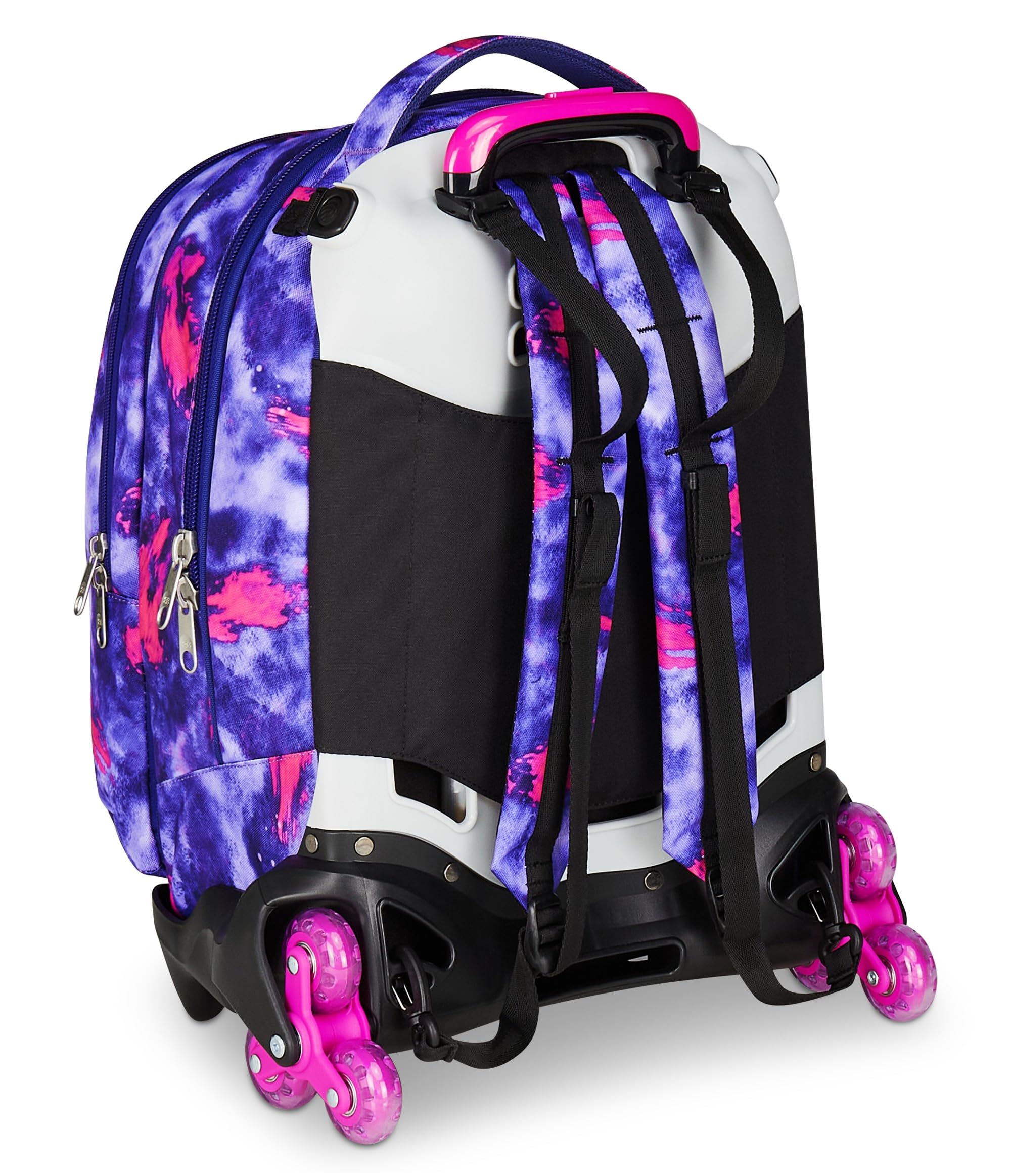 Seven Trolley Scuola Jack 3 Ruote Detach SHADY DYE GIRL, Viola, Zaino Con Carrello Sganciabile Da 37 Litri, Tasca Borraccia, Zainetto Staccabile, Multiuso e Spazioso, Per Elementari e Media, Bambina