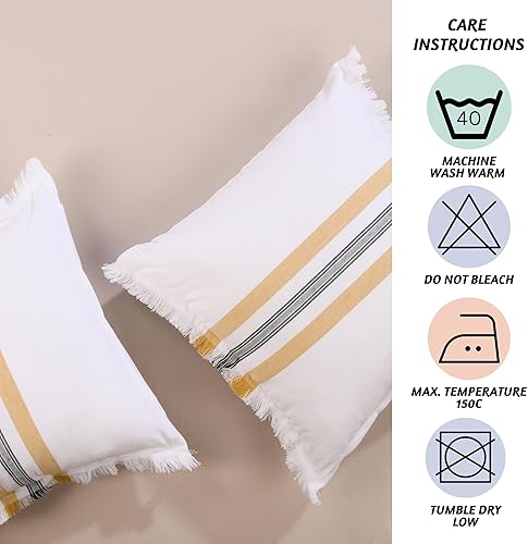 Miniatura 8 de Folkulture Fundas de almohada para sofá, almohadas decorativas de 18 x 18 pulgadas para sala de estar, 100% algodón bohemio o lindas almohadas para