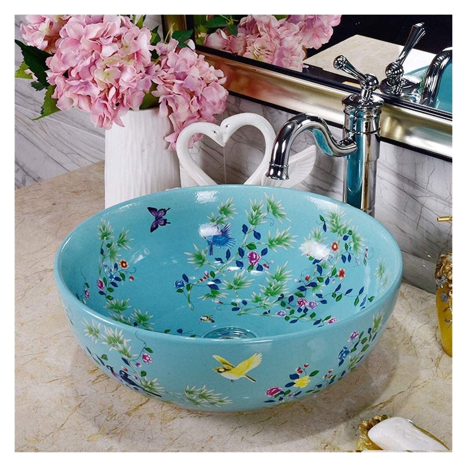CAFIEDR Bathroom Vanity Wash Vessel Sink Above Counter, 12 inch Vessel Sink Bathroom Wash Basin Sinks, Washbasin Cloakroom Lavatory Bowl