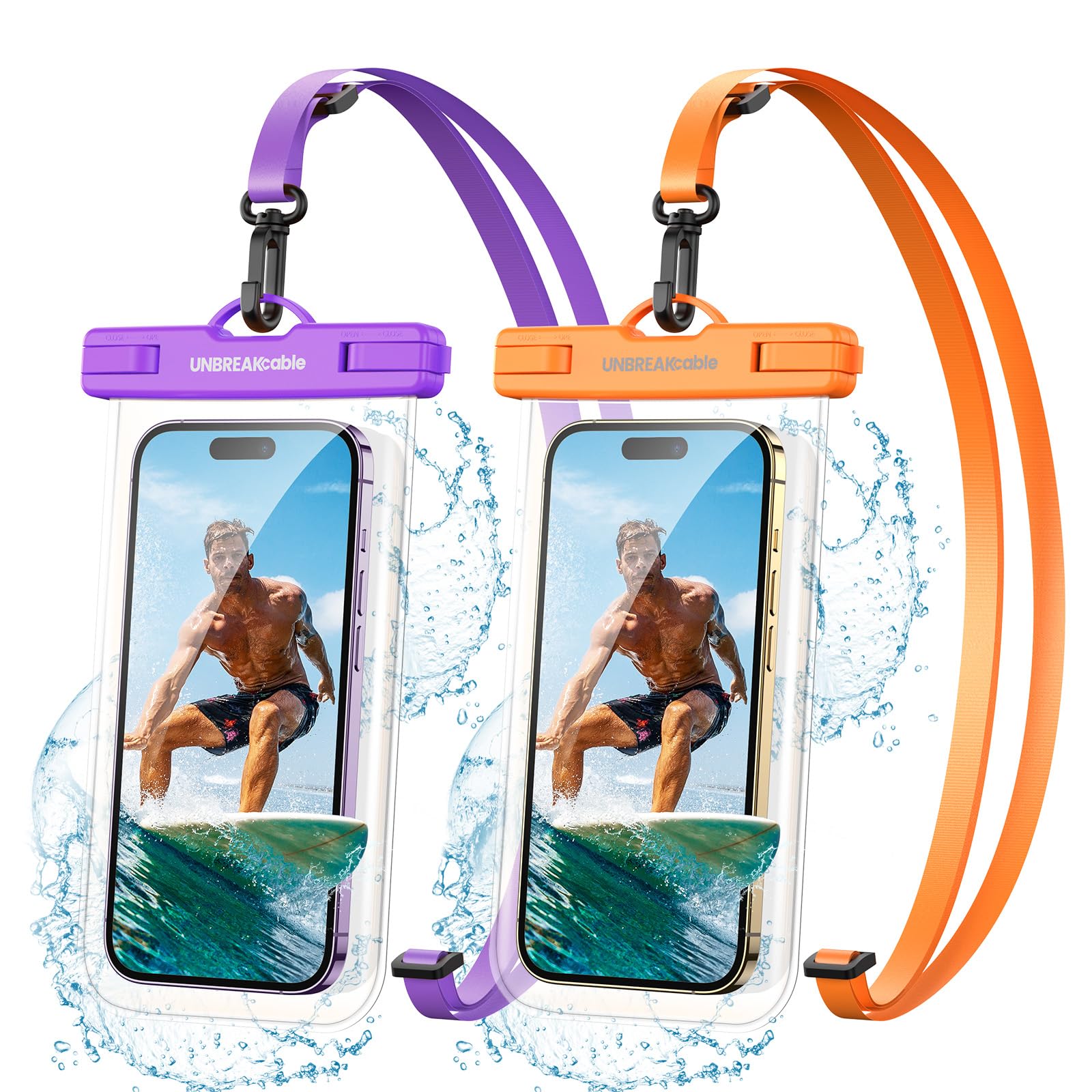 UNBREAKcable Custodia Impermeabile Smartphone IPX8 [2 Pezzi], Cover Cellulare Subacquea per iPhone 13 12 11 PRO Max Mini, XR XS X SE 8 7 6, Samsung S22/S21/S20, Huawei Xiaomi Fino a 7.0"