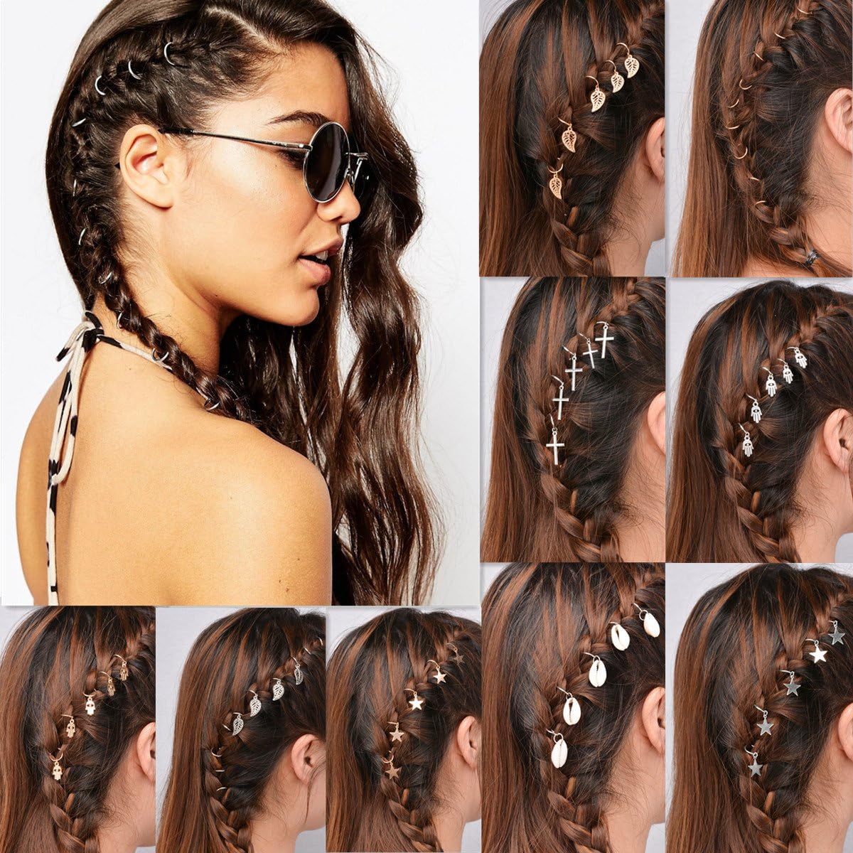 Women/Girls 50pcs Gothic Punk Style Geometric Leaves Five Pointed Star Hair Spirals Round Curlies Hair Accessories Headdress Hair Clip Hair Pins