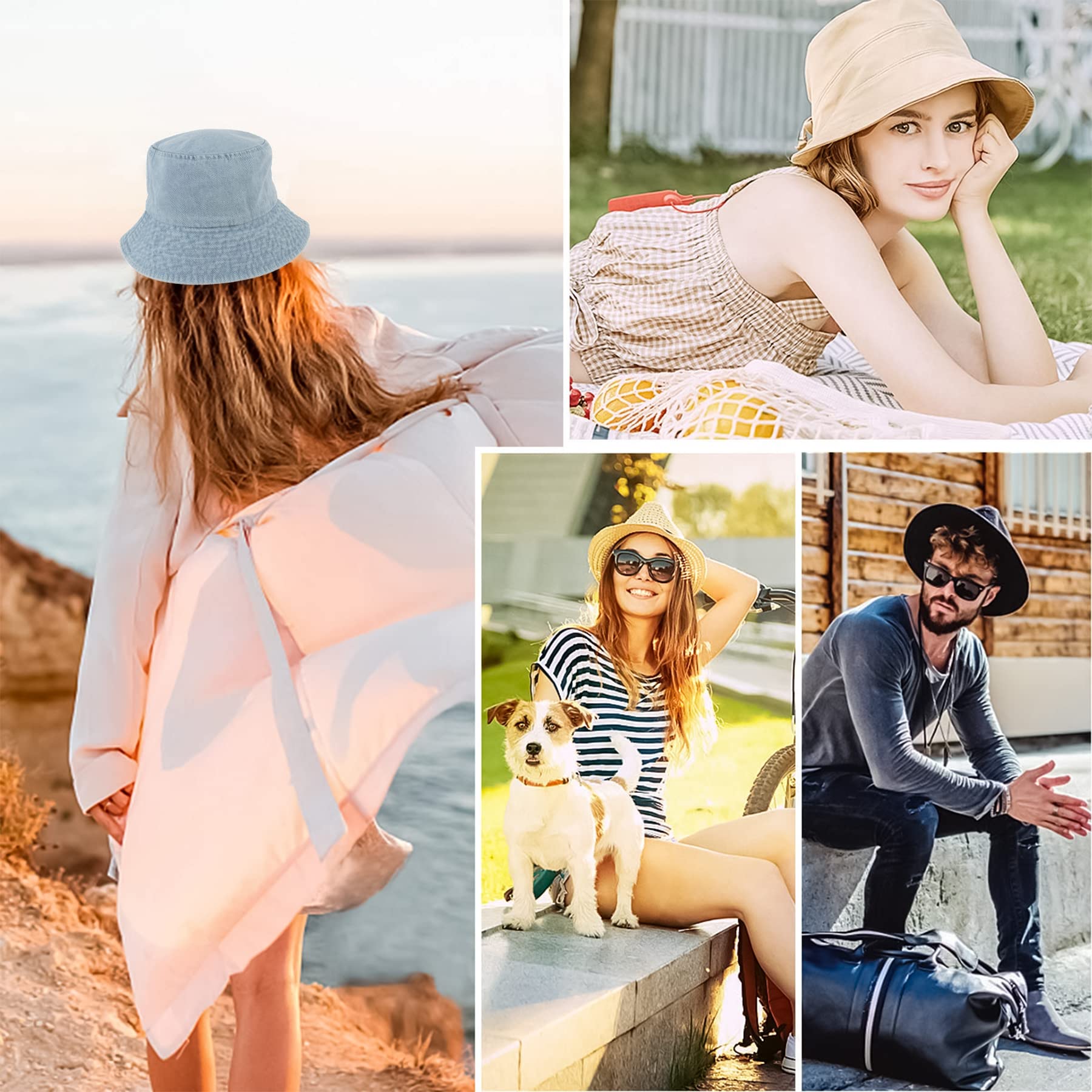Feng Shui， Sombreros de Pescador para Mujer - Sombreros de Sol de Playa de Verano de algodón Reversible Sombrero de Pescador Plegable para Viajes Playa Senderismo Reino Unido
