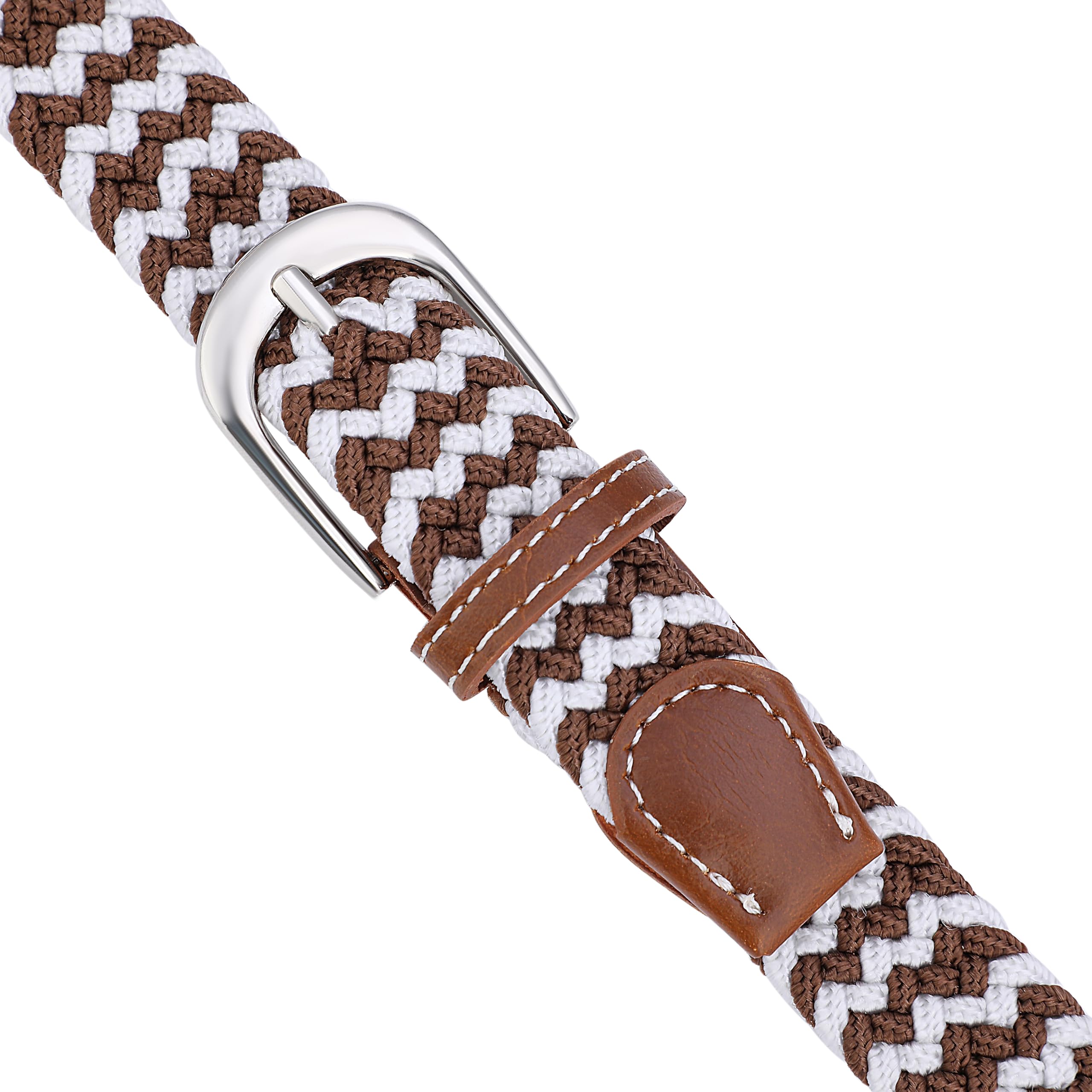 MagicPop Stretchable Belt for Kids, Fancy Belt for Formal, Casual & Jeans Wear, Waist 20-24-28-30 Inch 3|5|7|9|11 Yrs (Brown-White, W20-24 Inch) 2
