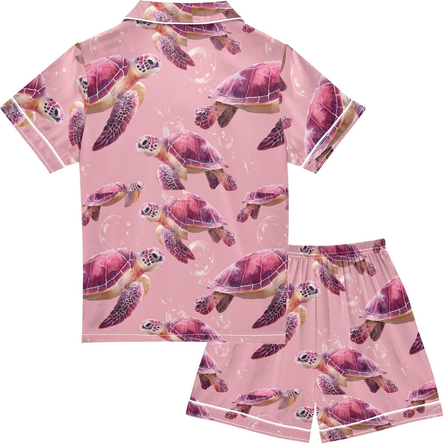 Silk Pajama Sets Short Sleeve Pajamas Soft Sleepwear 2 Piece Pjs Set