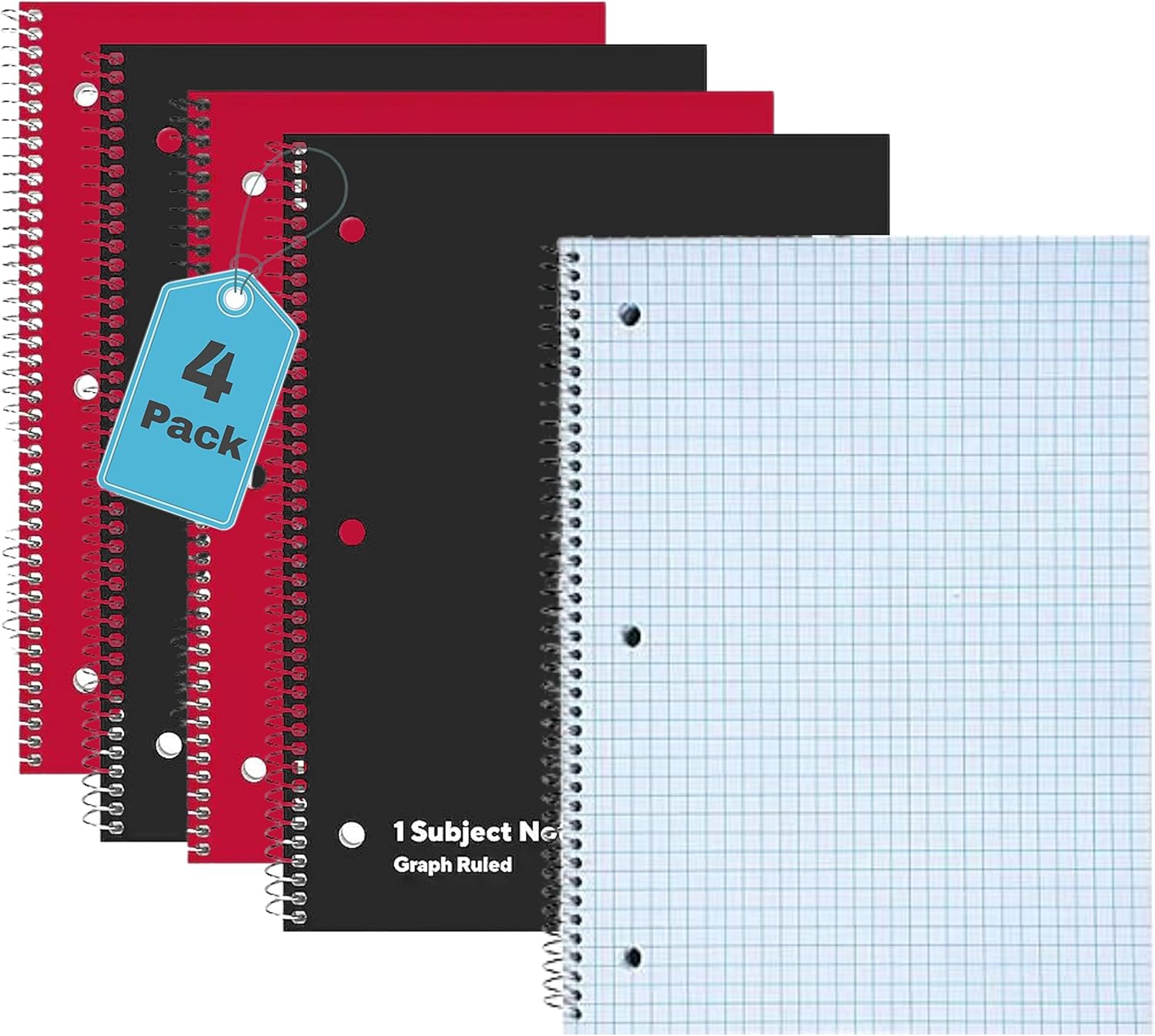 1InTheOffice Graph Paper Spiral Notebook 8.5 x 11, Graph