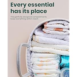 KiddyCare Woven Diaper Caddy Organizer, Large Gray Multi Functional Portable Baby Basket with Handle, Baby Gift for Boy/Girl Nursery Storage, Organization, and Modern Car Diaper Caddy Gray X-Large