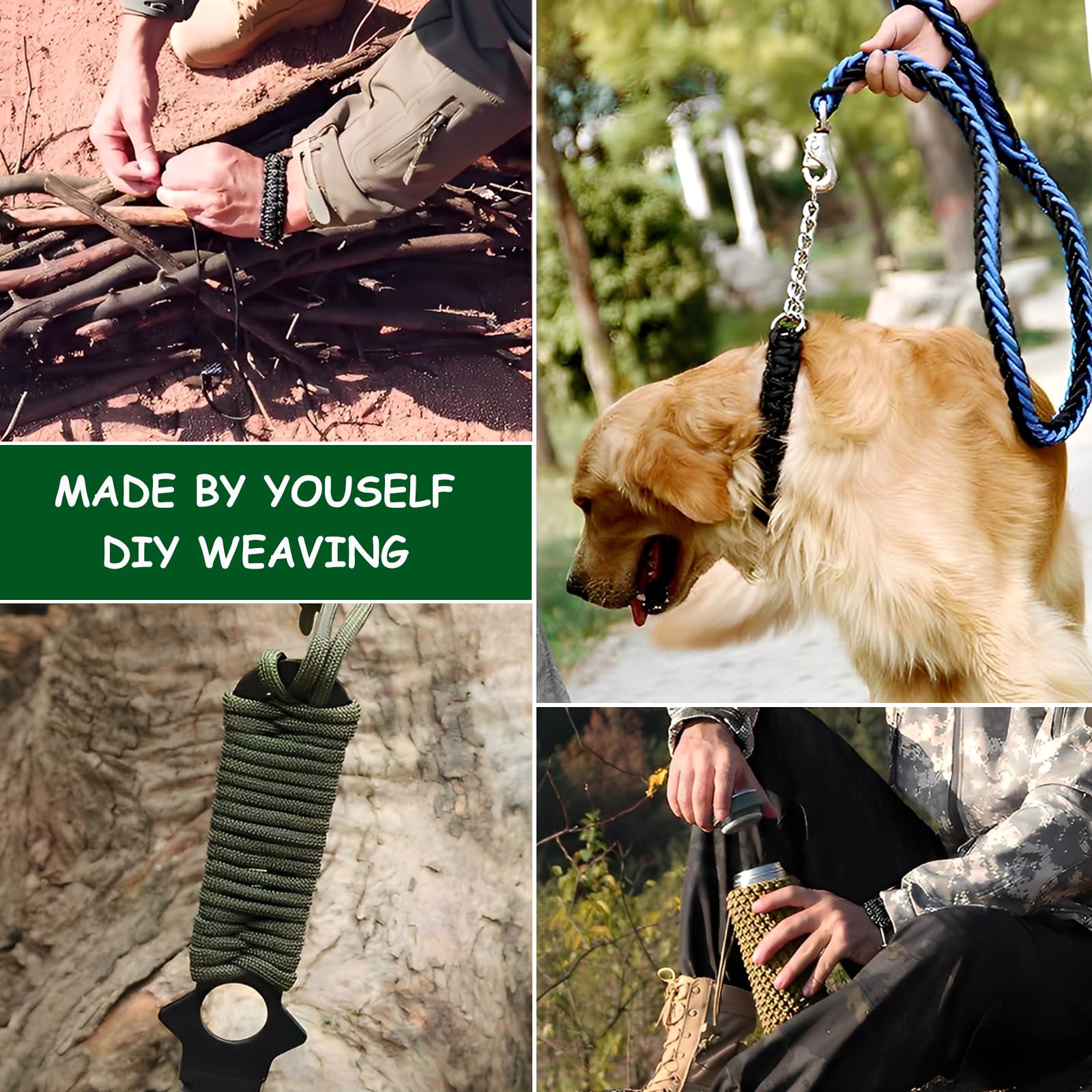 4 Unidades de Cuerda Paracord Multiusos, 4mm Grosor x 10m Largo, para Proyectos de Manualidades, Senderismo, Camping y Aire Libre