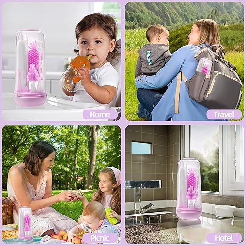 Miniatura 7 de Limpiador eléctrico de cepillo para botellas, cepillo eléctrico portátil para biberones para viajes, juego de limpiador de botellas eléctrico