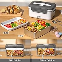 Vista 5 de Fiambrera eléctrica Akhia para adultos, fiambrera con calefacción de 100 W/1.8 L para hombres, trabajo/coche/camión, calentador de alimentos