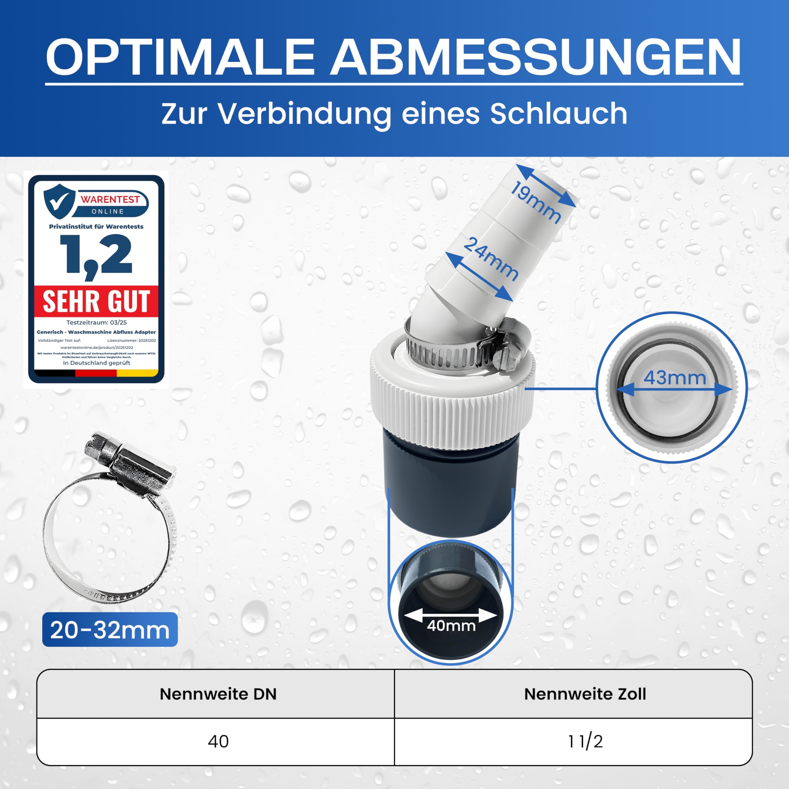 Lot De 2 Adaptateurs De Vidange En PVC Pour Machine à Laver, Entrée 18
