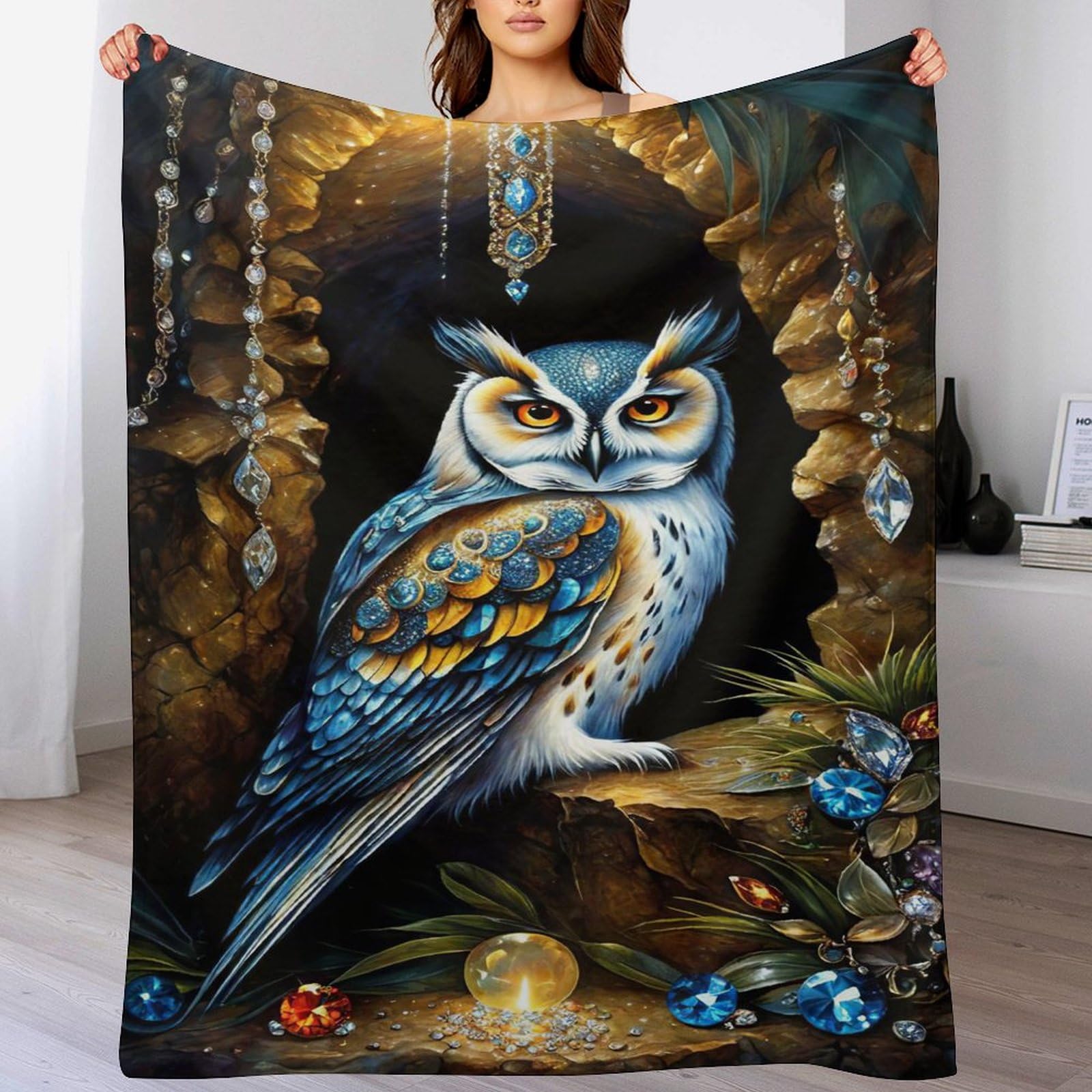 Couverture anti-froid hibou 3D en polaire flannel pour éliminer les frissons sur votre canapé