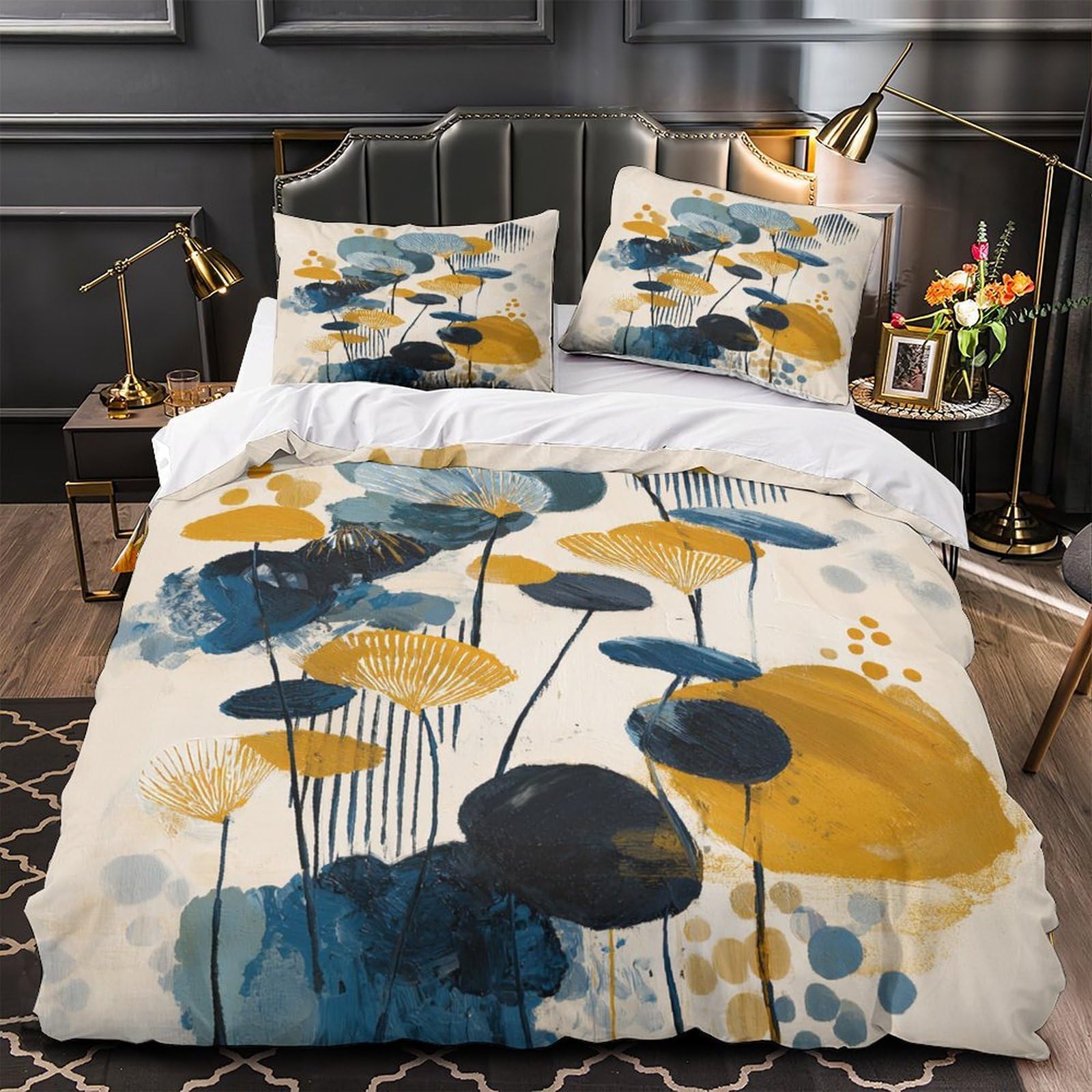 Parure de lit triangle abstrait super king en microfibre ultra douce