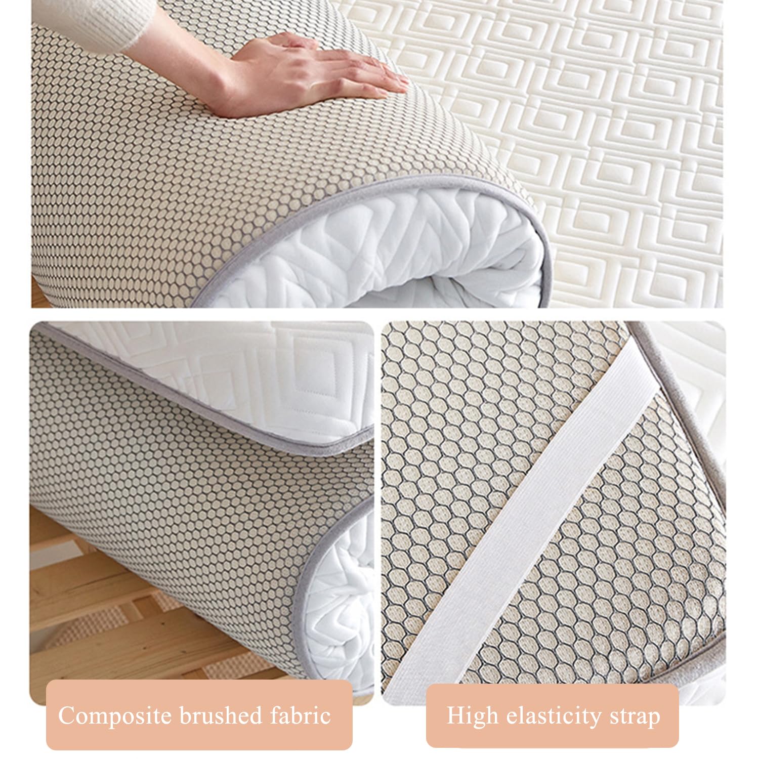 White/9cm,90 * 190cm, Futon Materasso Topper Lattice di Schiuma di Memoria Piano Giapponese Futon Materasso Topper Spessore 6Cm/9Cm Pieghevole Mattasso Letto Imbottito Topper