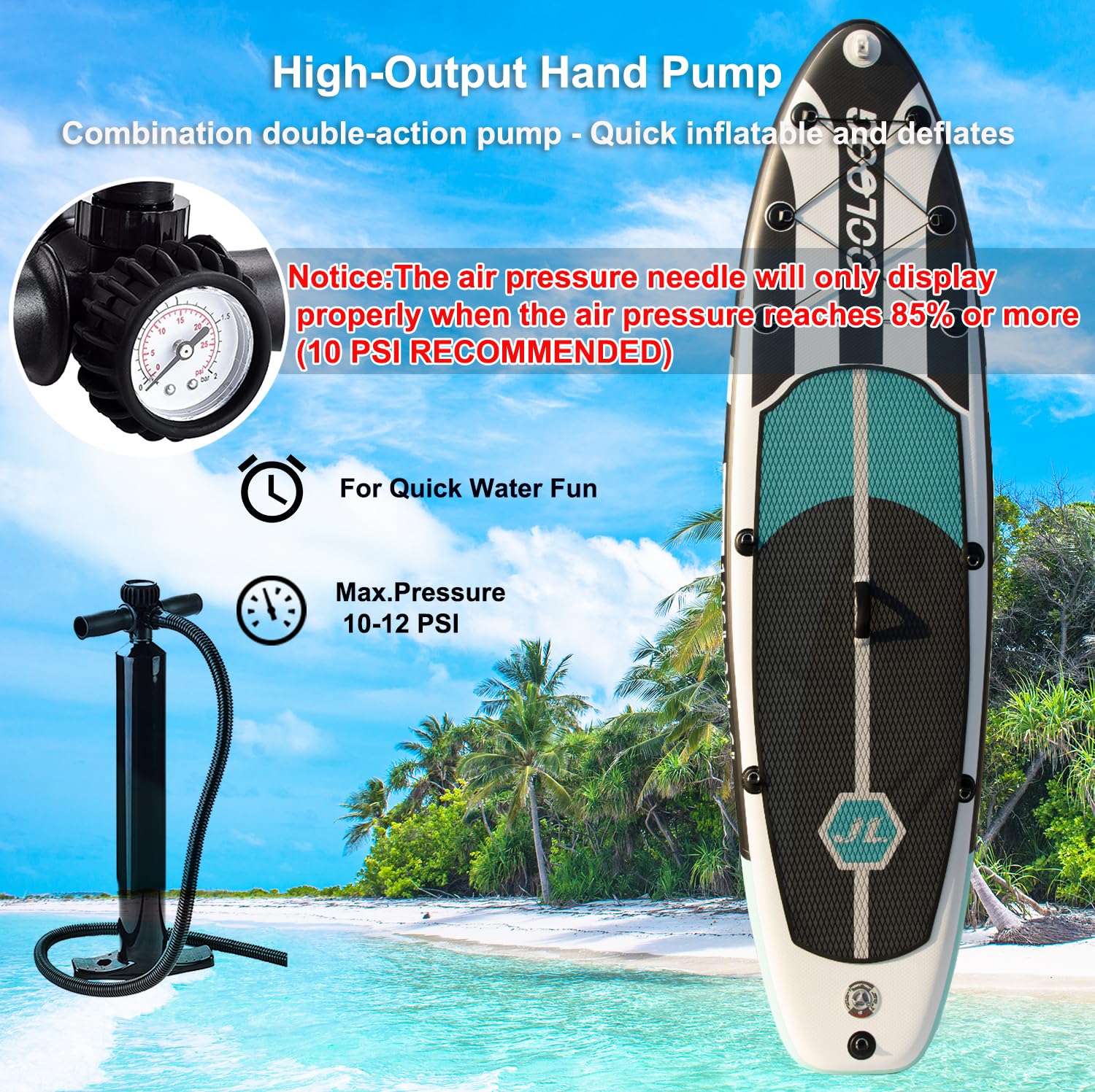 JOOLOOG SUP Board Aufblasbar 10'5 - Bis 300kg, 6 Zoll Dick Mit Zubehör Set