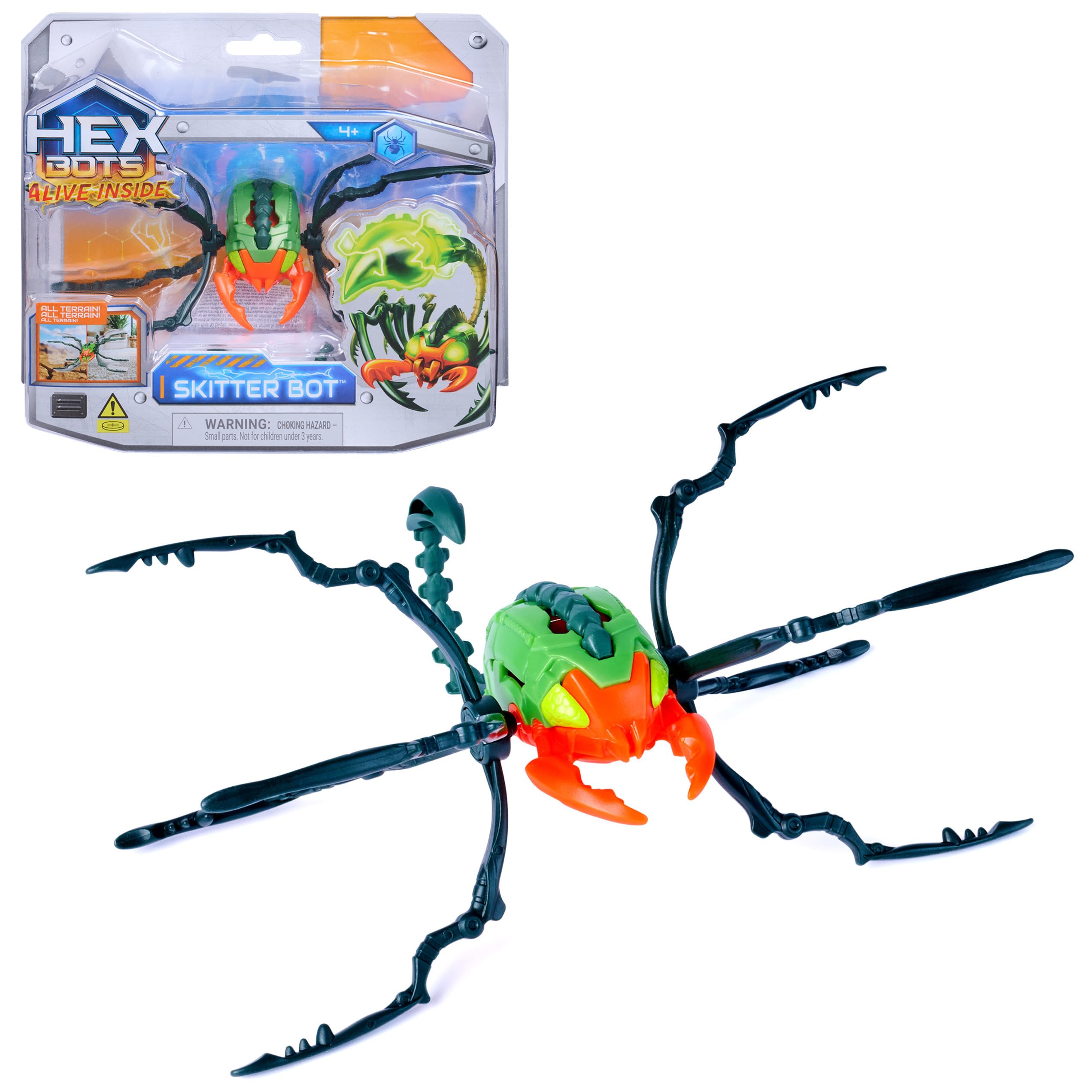 HEX Bots Skitter Bot Scorpion, Robotic Kids Toys with Insect-Like Movement for Indoor/Outdoor Play, Robot Toys for Boys & Girls Ages 4 & Up, Red