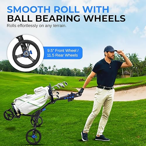 Miniatura 2 de SereneLife SereneLife SLG3W - Carrito de golf de 3 ruedas, plegable, ligero, plegable, para caminar, bolsa de golf con soporte superior/inferior con