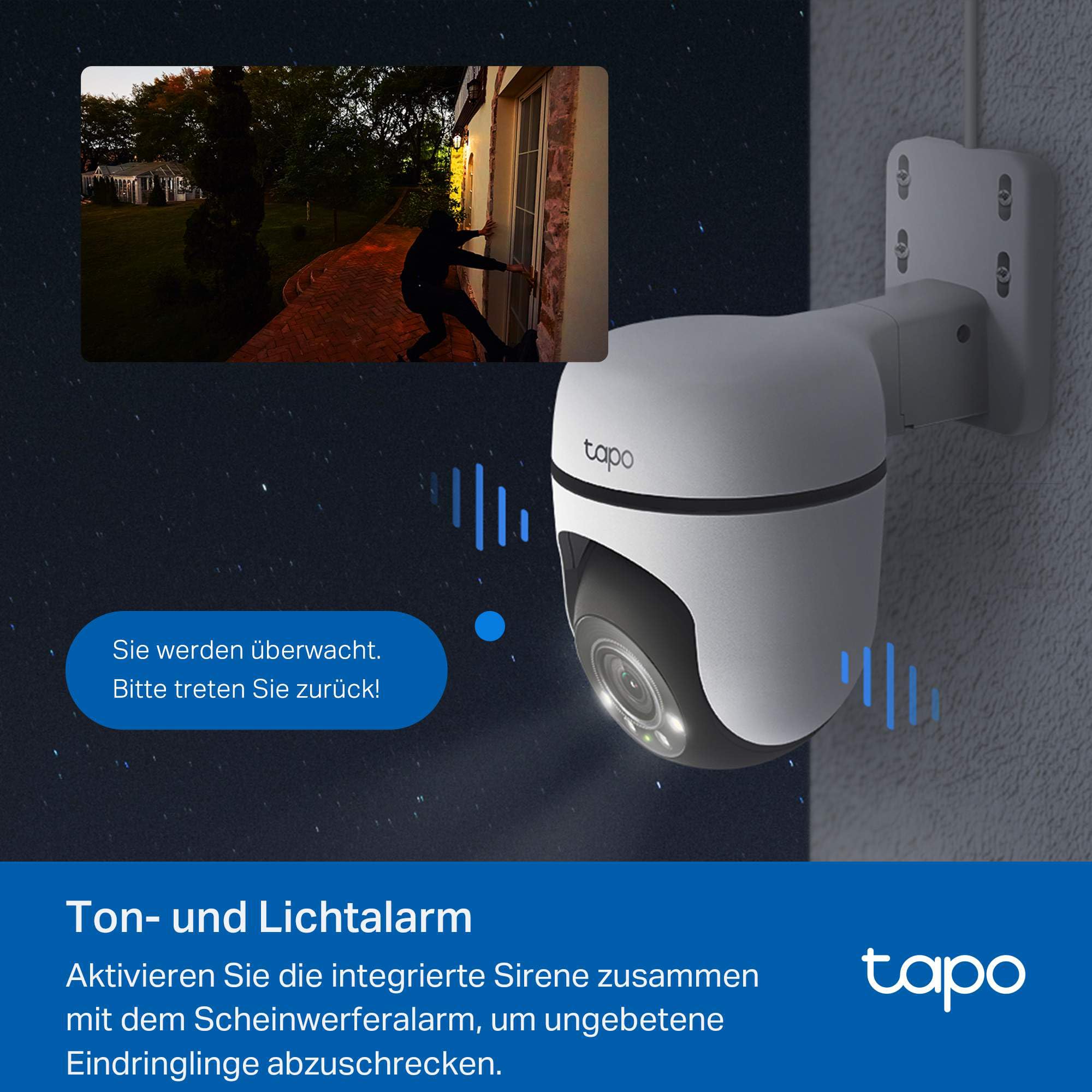Tapo C51A 2K WLAN Überwachungskamera Außen, 360° Schwenk-/Neige, Vollfarbige Nachtsicht, Personenerkennung, Bewegungsverfolgung, Zwei-Wege-Audio, microSD-Karte bis zu 512 GB