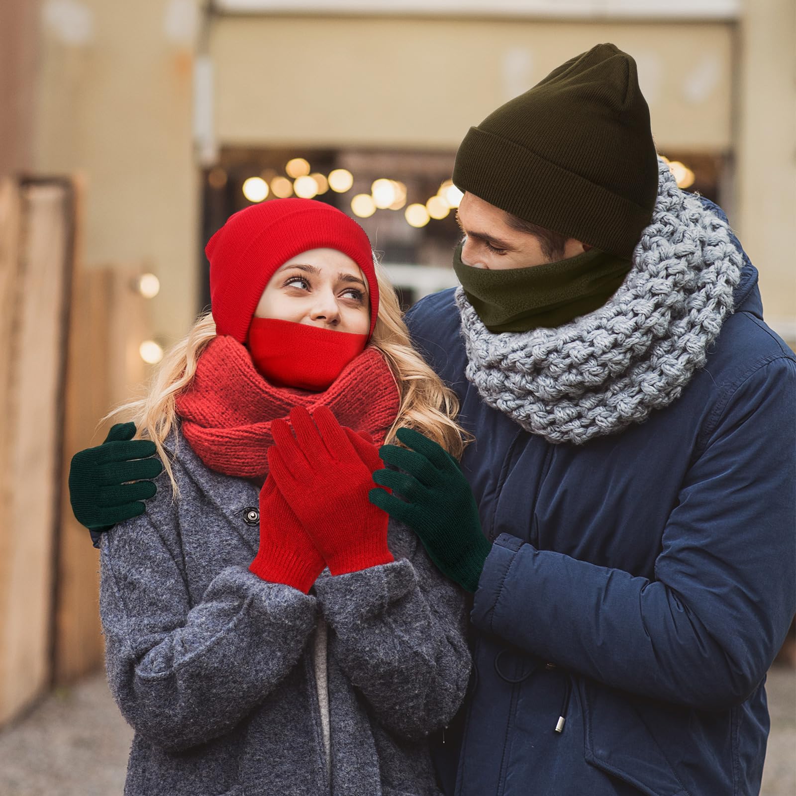 Suhine 36-teiliges Winter-Unisex-Handschuhe, Beanies, Halswärmer-Set, inkl. 12 gemütlichen Schal, 12 Strickmützen, 12 Handschuhe für Damen und Herren, Wohltätigkeitsgeschenk, Mehrfarbig, Einheitsgröße