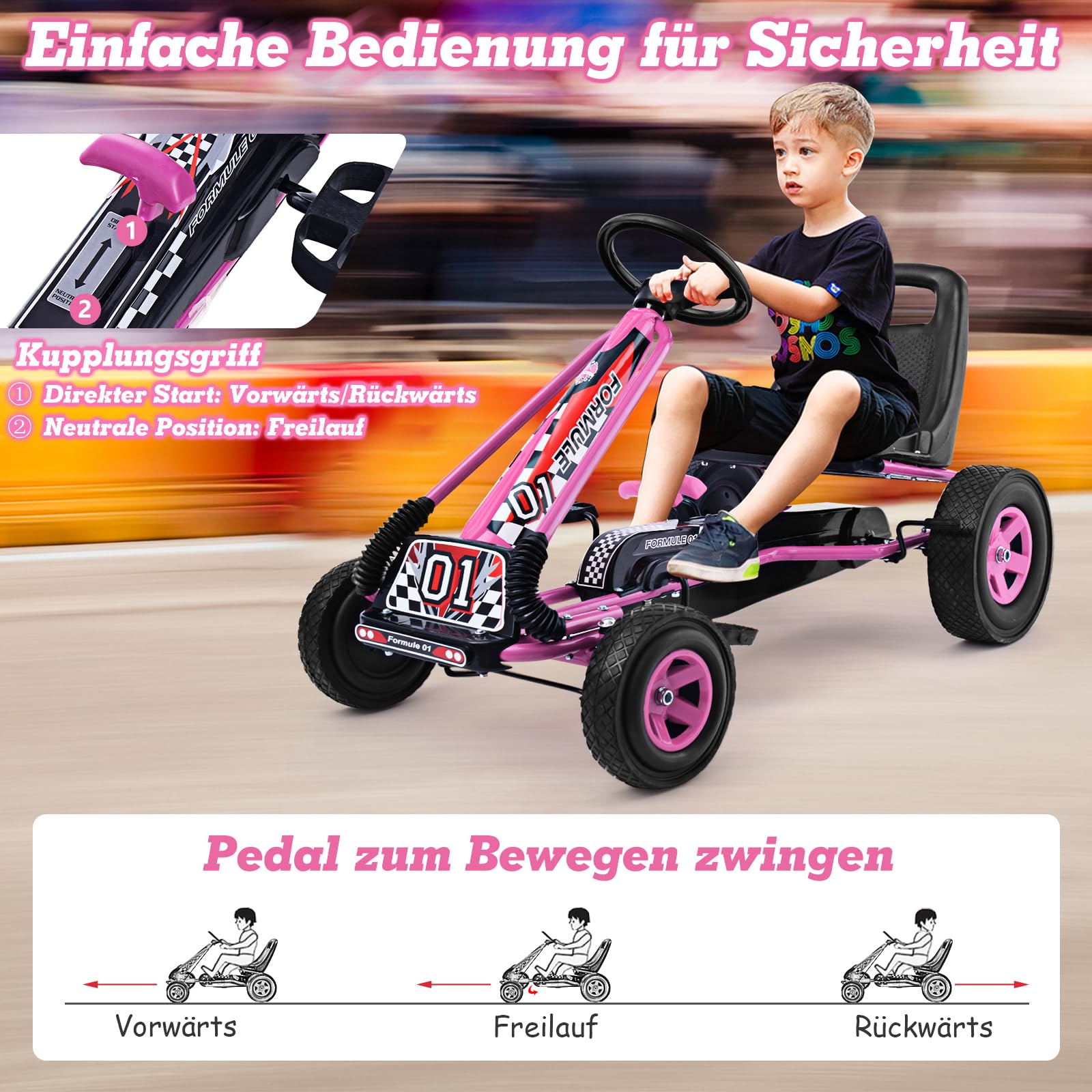 TRUUSK Gokart Kinderwagen - Verstelbare Zitting - Rubberen
