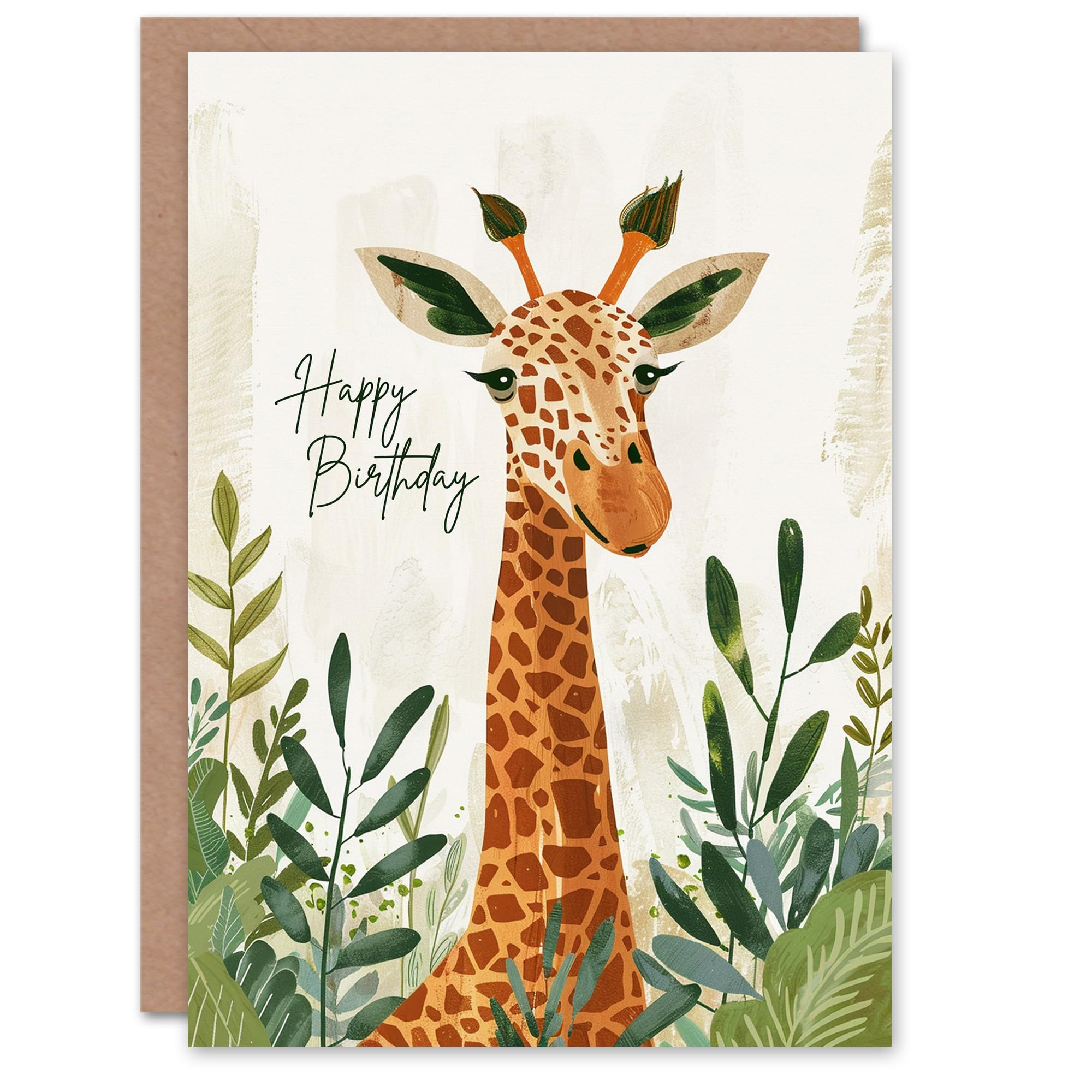 Artery8 Birthday Card Giraffe Head Safari Jungle Design For Child Kids Son Daughter Greeting Card