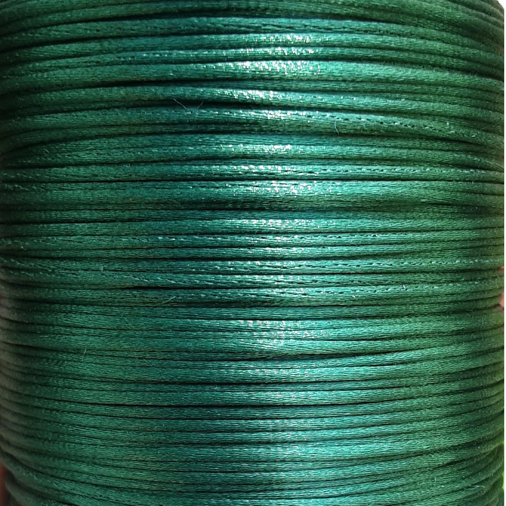 Mart-Mon Forest Green Satin Cord 2Mm X 10M Rattail Knotting Thread Durable Silk For Crafts Jewellery Making (Forest Green)