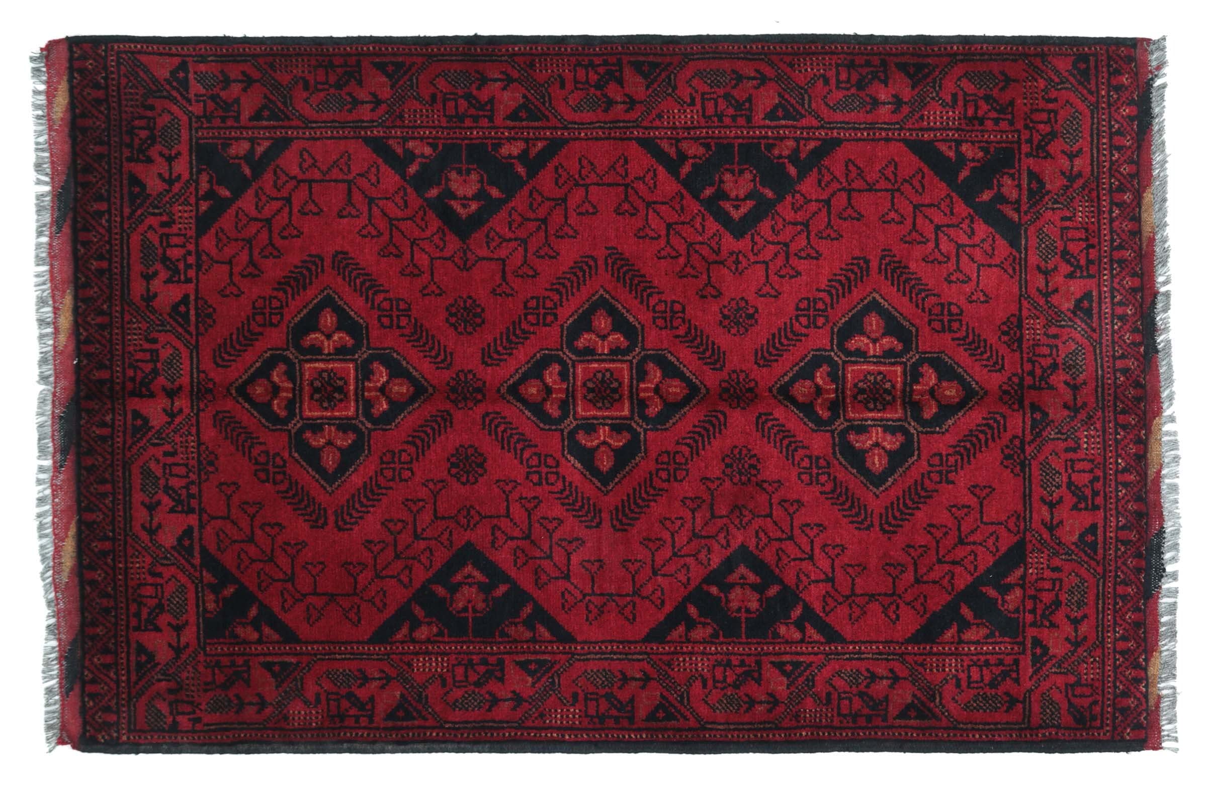 Tapis afghan Khal Mohammadi marron géométrique pour sublimer un sol froid ou un petit espace