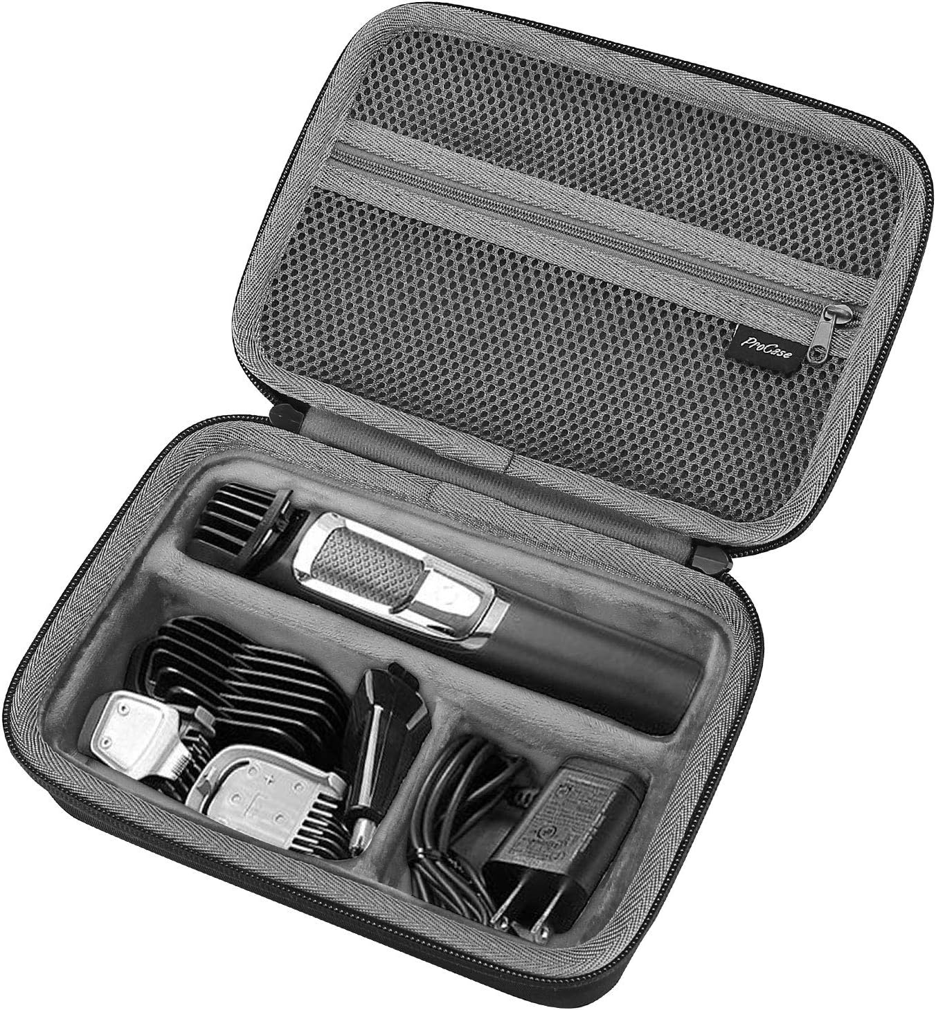 Hard Carrying Case for Philips Norelco Multigroom Series 3000 5000 7000 MG3750 MG5750/49 MG7750/49 Men's Electric Trimmer Shaver and Attachments for Father's Day Gift -Black