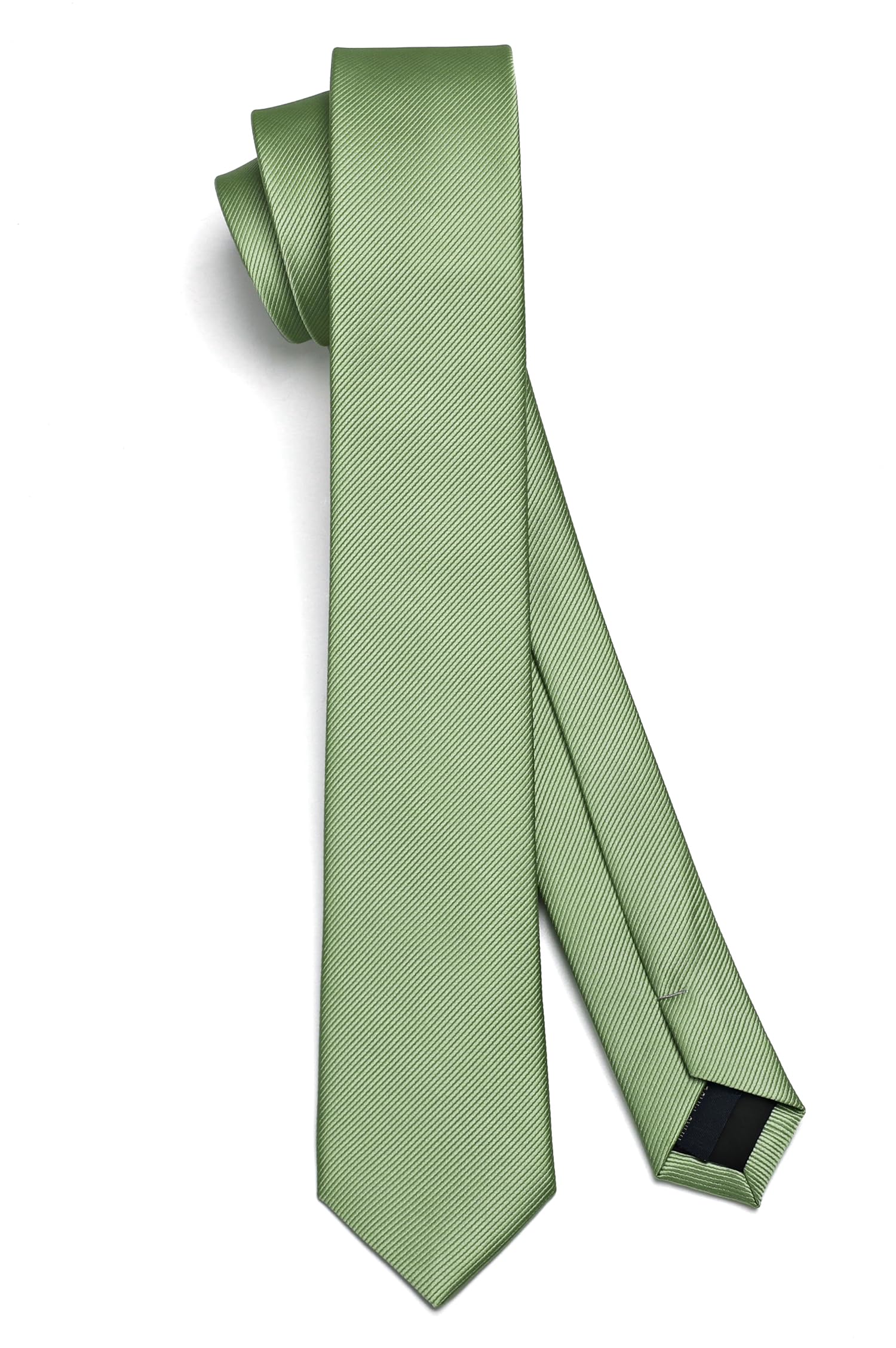 HISDERN Herren Krawatte Salbeigrün Schmale Einfarbig Seide Krawatten für Herren Klassische Formelle Elegante Schlipse Hochzeit Party Business Krawatte 6cm
