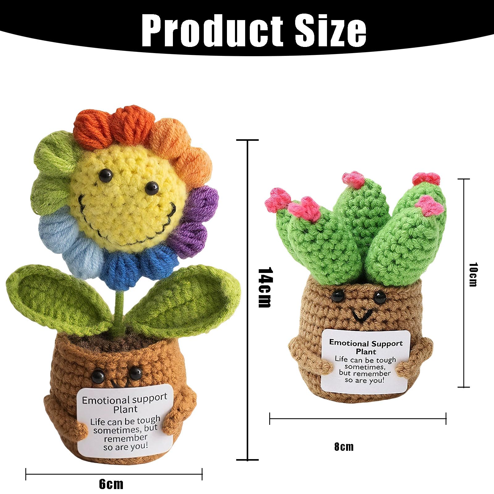 LIUQOBN 2 Pcs Emotional Support Handmade Crochet Gift Crochet Sunflower Plant For Family Friends Encouragement Party Decoration Her Mother Teacher Girlsfriends Colleagues - Image 2