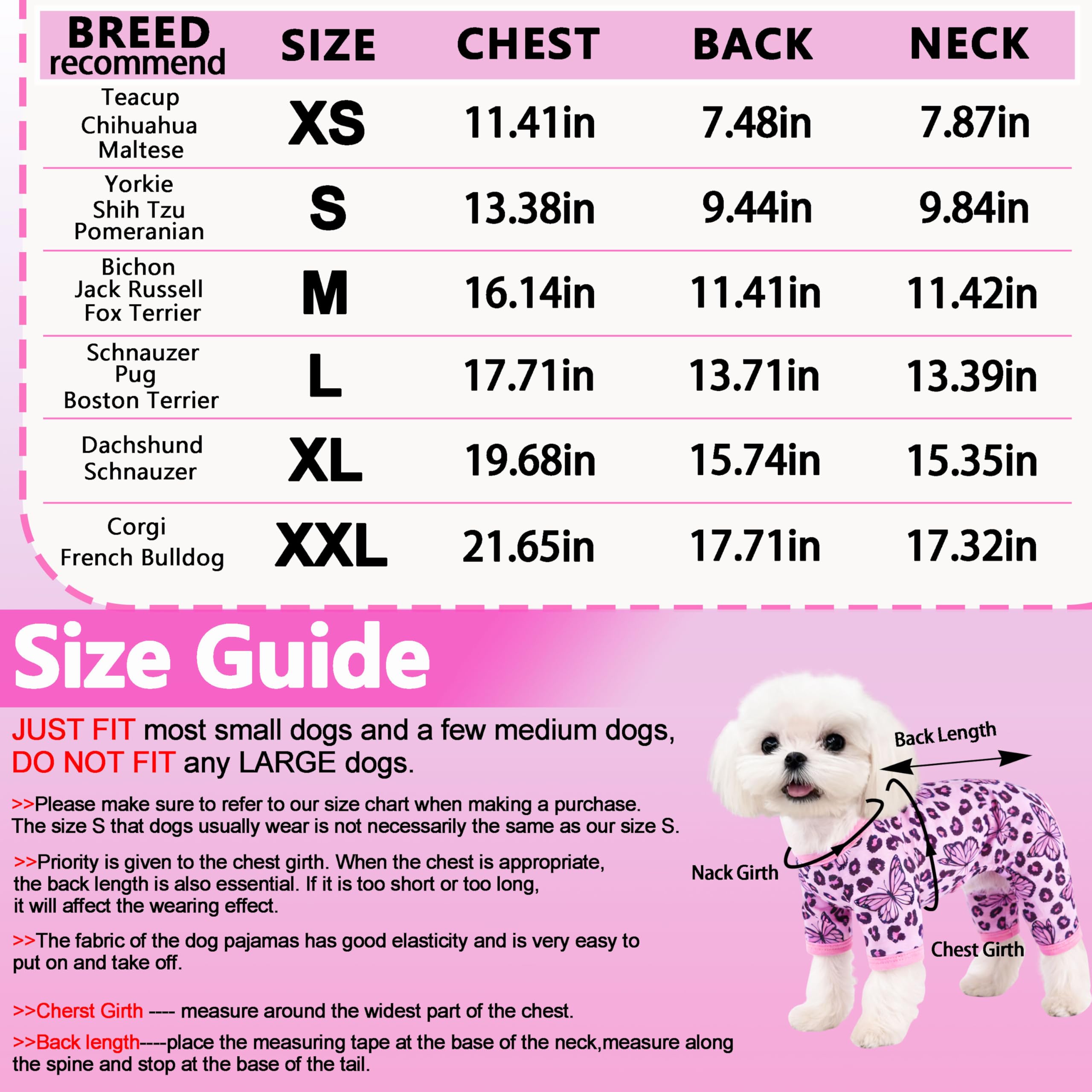 Dog Summer Pajamas Onesie Soft Breathable Puppy Jumpsuit Lightweight Dog Clothes for Small Medium Dogs Cat Pet Clothes(Pink Leopard, X-Small) — view 6