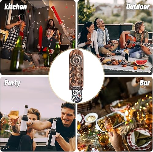 Miniatura 5 de Regalos de cerveza abridor de botellas montado en la pared, abrebotellas de madera con magnético, sacacorchos montado en la pared para nevera, buen