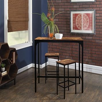 Yardenaler 47 Bar Table, Industrial Style High Dining Table for 4, Rectangular Counter Height Table for Dining Room, Kitchen, Rustic Brown