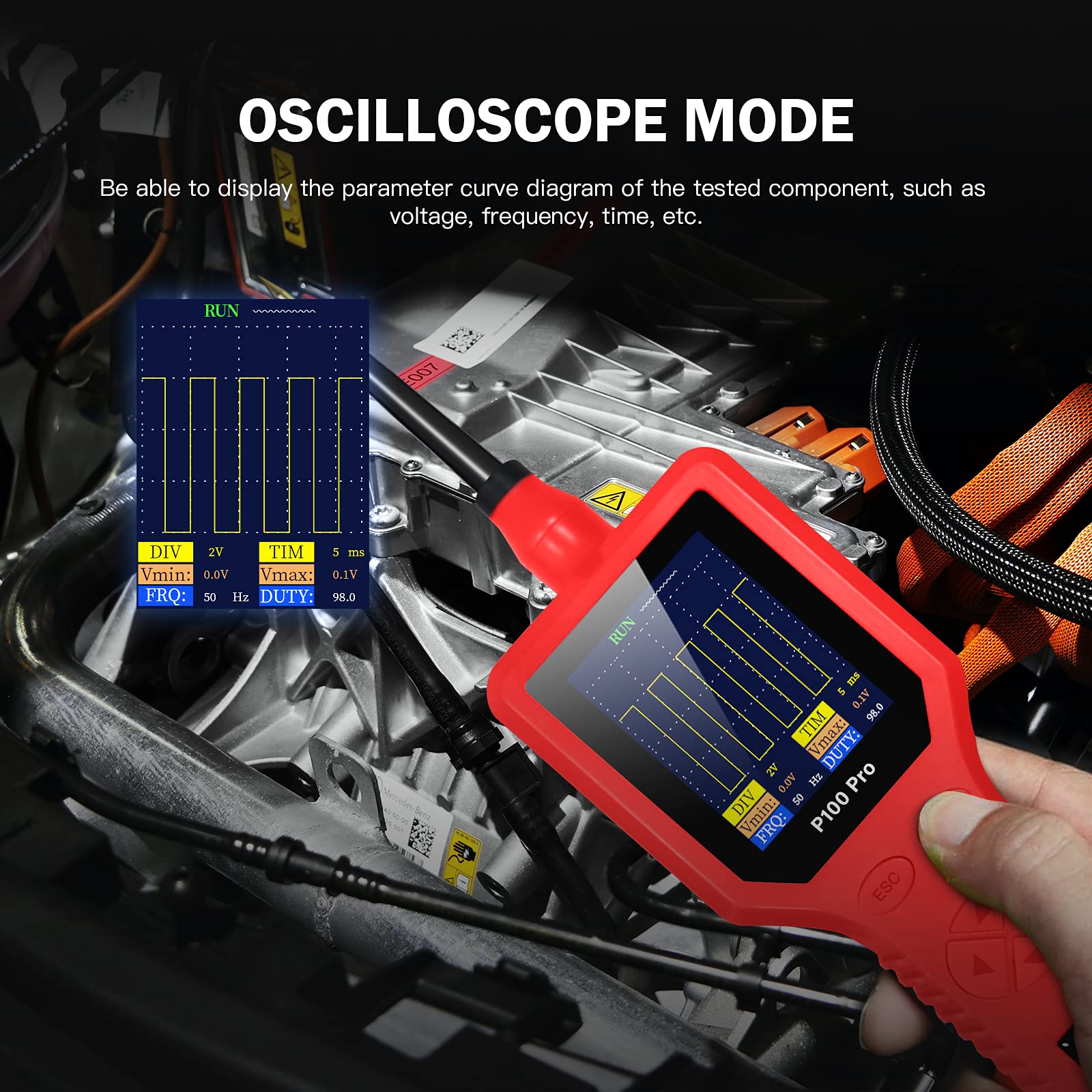 P100 Pro Kfz-Stromkreistester, Schnelles Testen, Professionelles Multimeter für Auto- und Motorrad-Enthusiasten, Schwarzes Kunststoffmaterial (Rot)