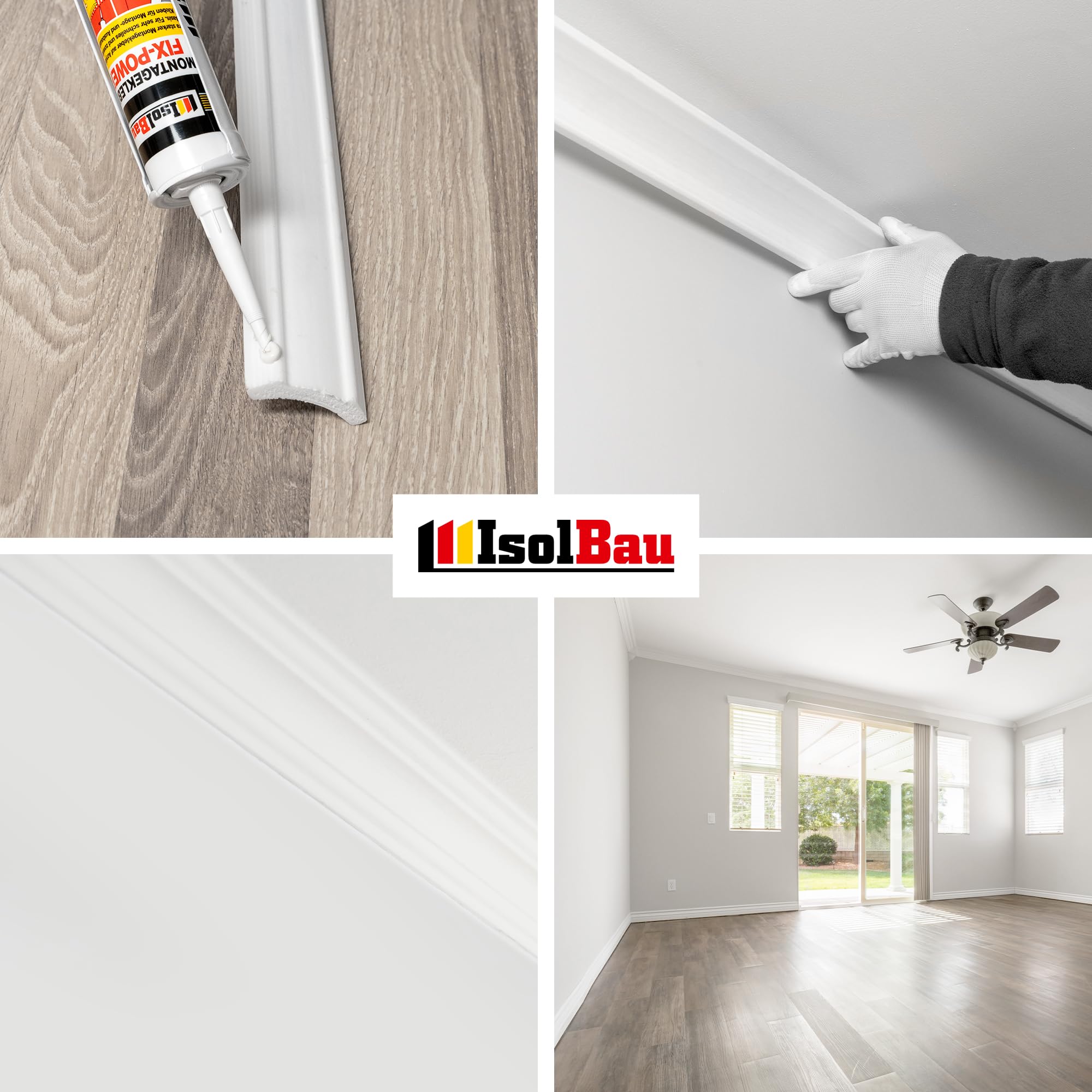 Isolbau Montagekleber Fix-Power - 36 x 480 g Styroporleber, Kraftkleber, Alleskleber, Baukleber für Innen- & Außenbereich - 200 kg / 10 cm - Weiß
