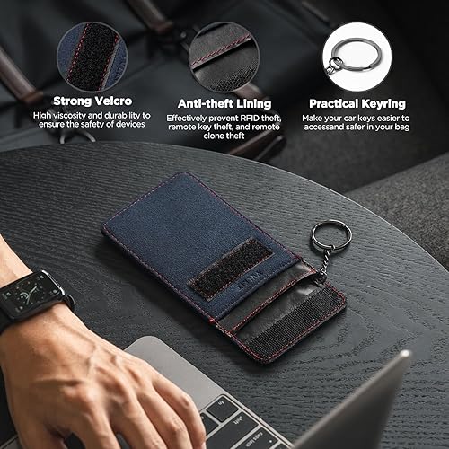 Miniatura 5 de VULKIT Faraday - Bolsa para llavero, bolsa de bloqueo de señal de coche con gancho y llavero RFID antirrobo Faraday protector de llavero