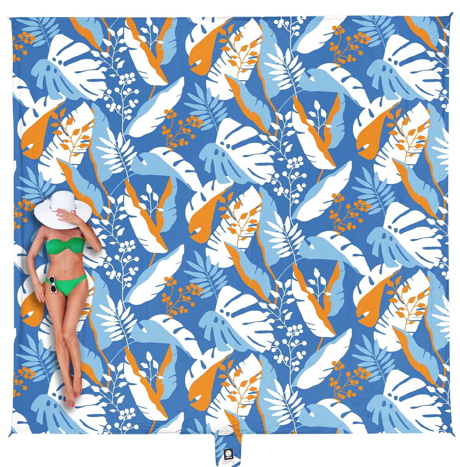 WEKAPO Beach Blanket Waterproof Sandproof Oversized, Extra Large Beach Mat Sand Free, Lightweight & Compact Sand Free Mat with 6 Stakes & 4 Corner