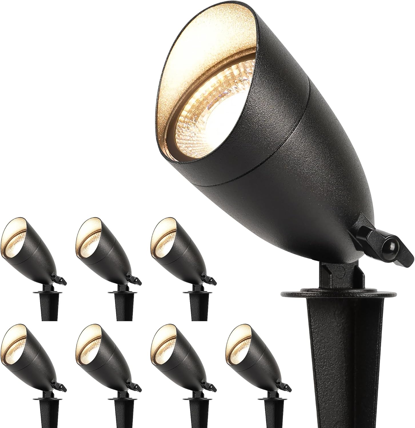 Photo 1 of  LUTEC 12V Low Voltage Landscape Lighting, Die-cast Aluminum Spot Lights with Connectors, IP65 Outdoor Landscape Spotlights, 5W 550LM Warm White 3000K for Tree Garden, 8 Pack (No Transformer Kits) 