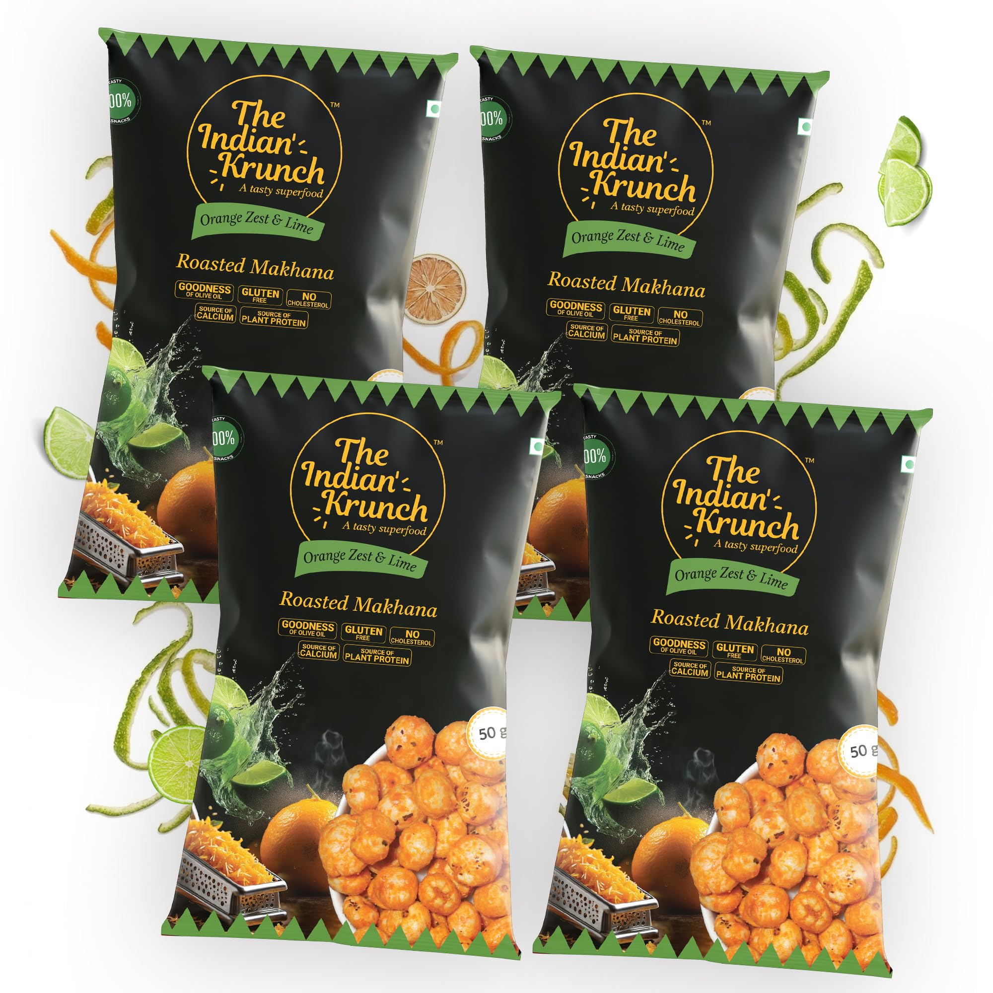 The Indian Krunch Orange Zest & Lime Tangy Roasted Makhana (Pack