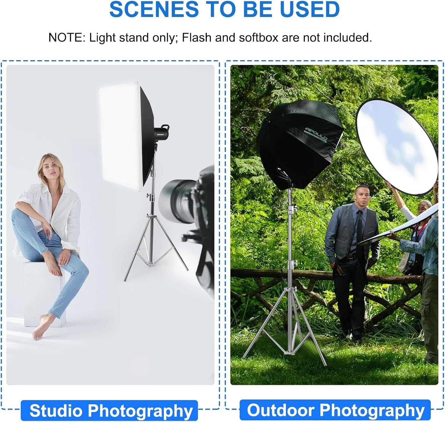 Stainless Steel Heavy Duty Photography Light Stand,9.2ft/2.8m Air Cushioned Studio Lighting Tripod for Speedlight,Strobe,Softbox,Monolight,Reflector