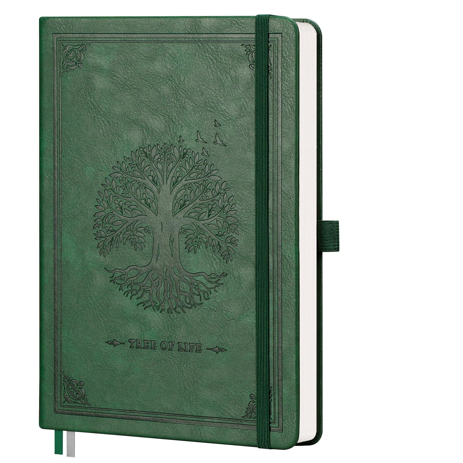 RETTACY A5 Graph Notebook, Leather Hardcover Journal, 192 Pages, DarkGreen