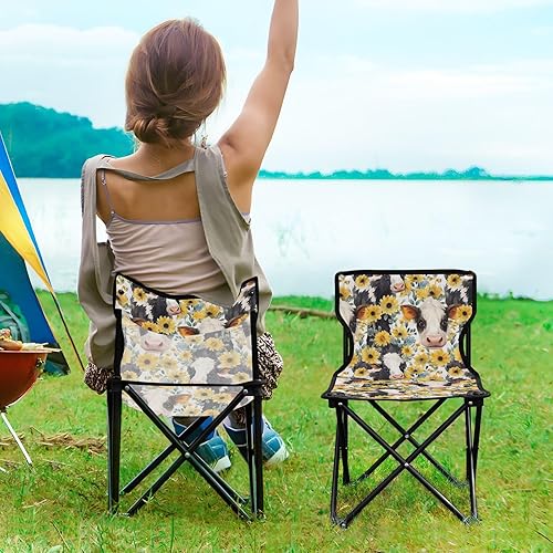 Miniatura 2 de Outdoor Folding Cow Sunflower Camping Chairs for Adults Portable Camping Chair Lightweight Lawn Chair 202a3813