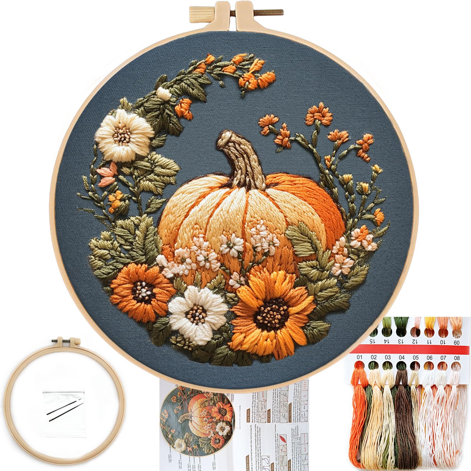 Amazon.com: FONNUY Pumpkin Embroidery Kit for Beginners, Pre