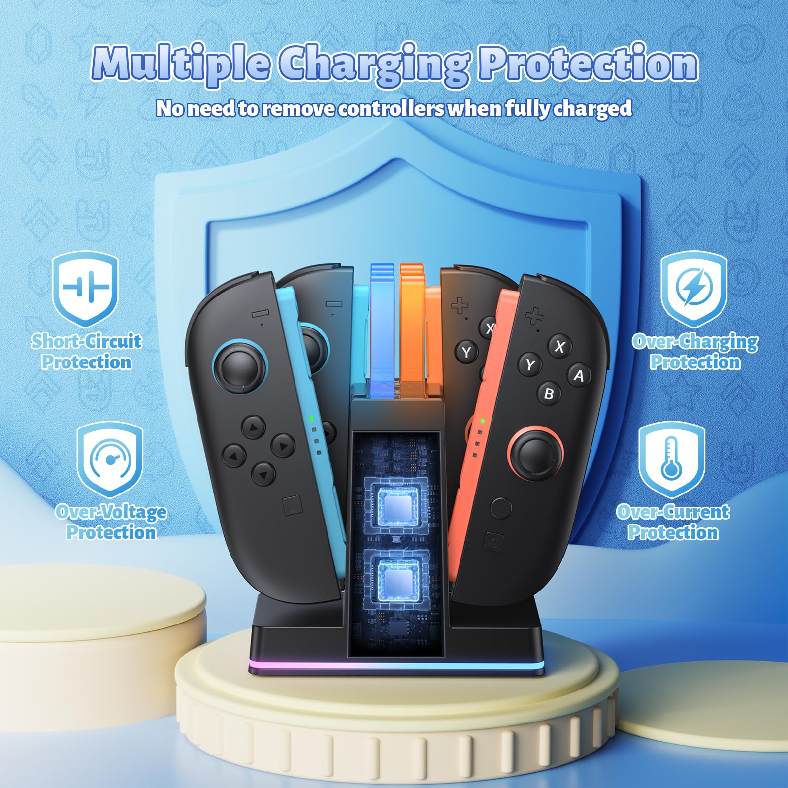 FASTSNAIL RGB Caricatore per Switch 2, Dock di ricarica compatibile con Switch 2 per Joycon 2, Controller accessorio per Switch 2, 9 modalità di luce RGB(NON per Switch 2017/OLED)