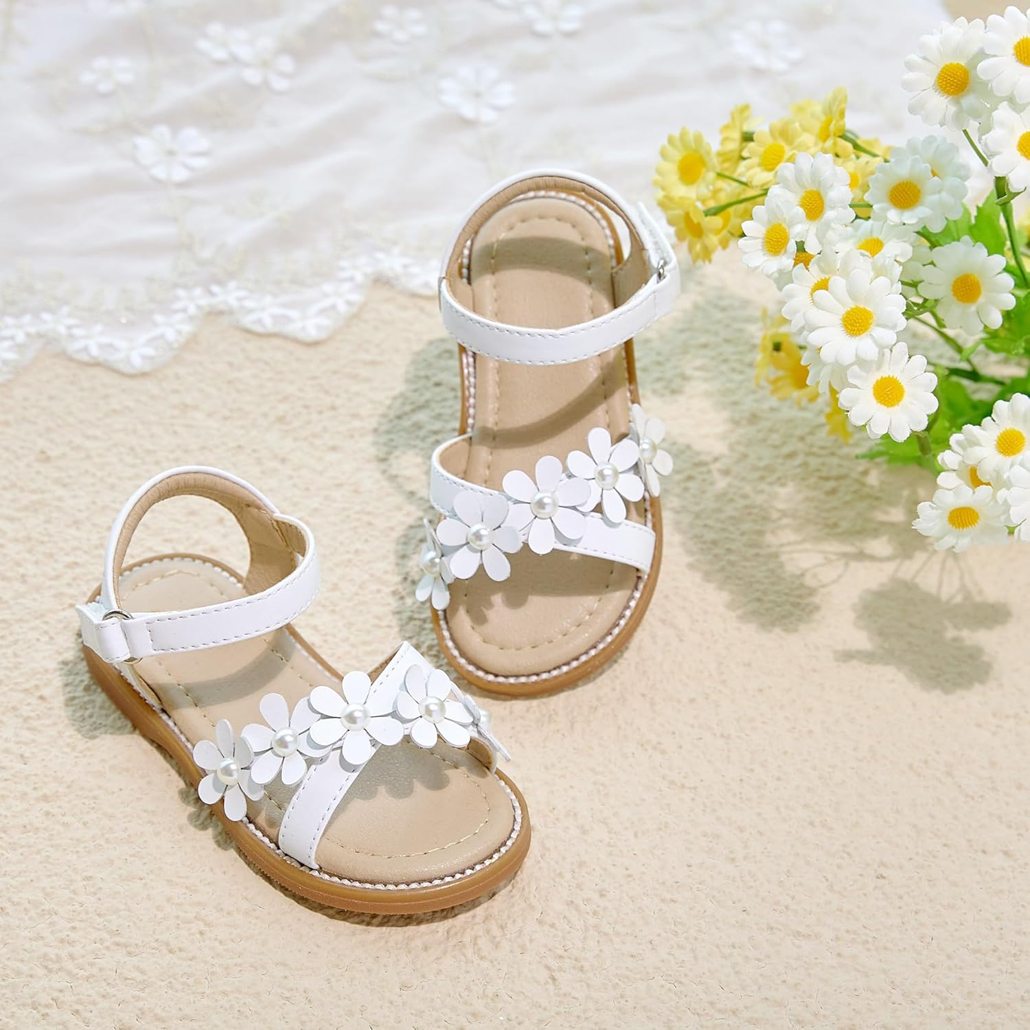 Otter MOMO Girls Open Toe Princess Flat Sandals with Comfort Sole Summer Sandals - Image 6
