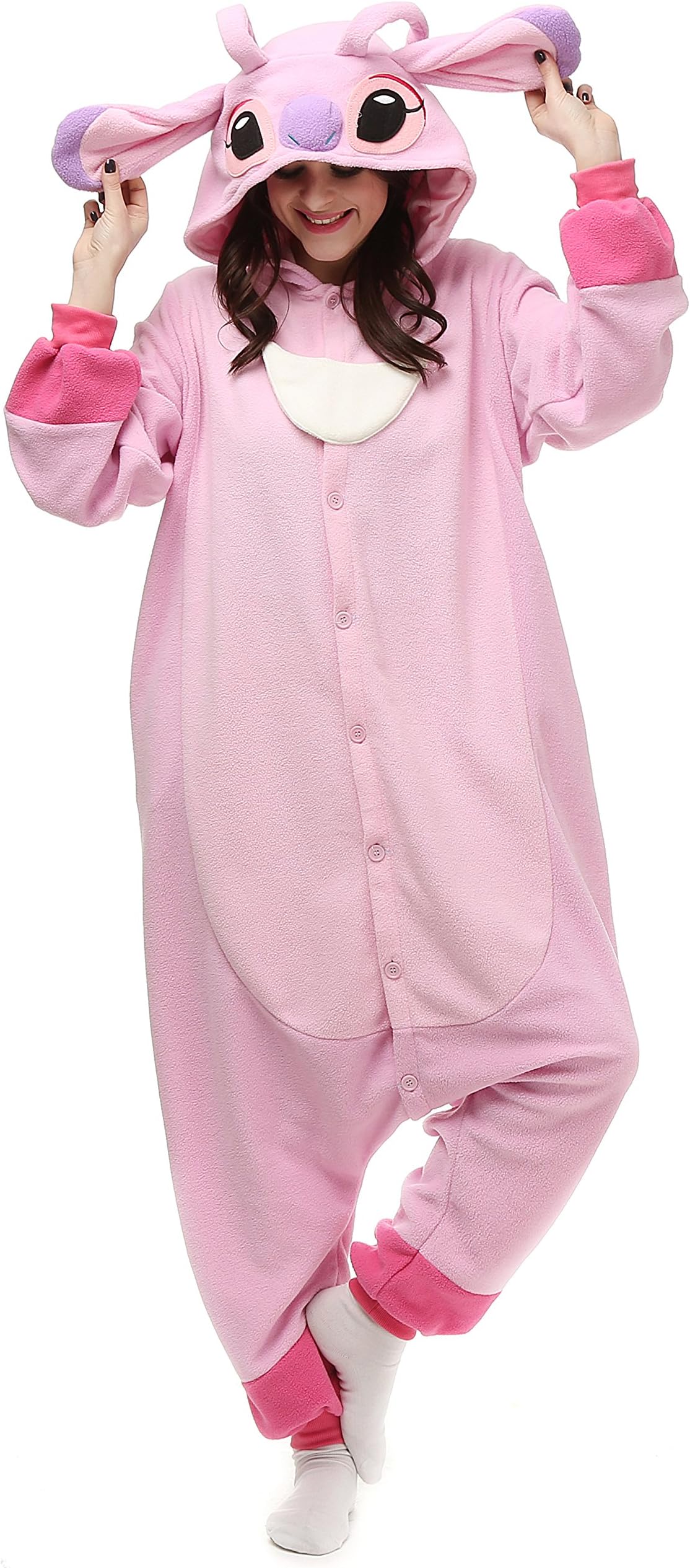 PALAYPajamas for Women Men Cute Cartoon Kigurumi Onesie Soft Plush Wearable Blanket Hoodie Pajamas Cosplay Party Halloween Costumes - Pink, M