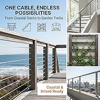 Vista 7 de Cable de acero inoxidable T316 de 200 pies de 1/8 pulgadas con cortador, cuerda de alambre de avión de 7 x 7 hilos para barandilla de cubierta