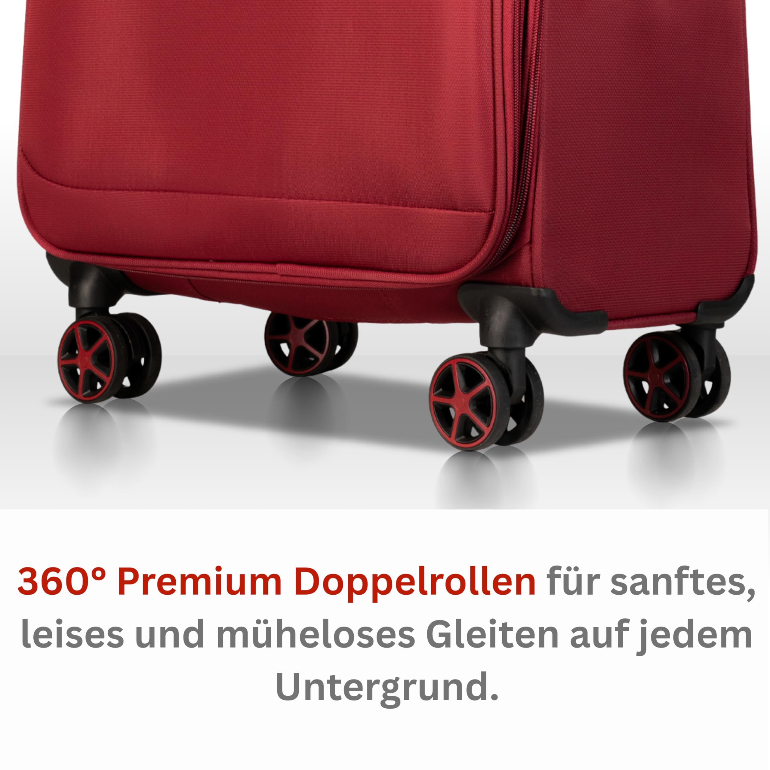 Cocoono Koffer Weichschale 64L bis 84L mit Dehnfalte – Stoffkoffer mit 4 Rollen – Reisekoffer Stoff TSA Schloss – Leichter Stoff Weichgepäck – Weichschale 4 Rollen (rot, L)